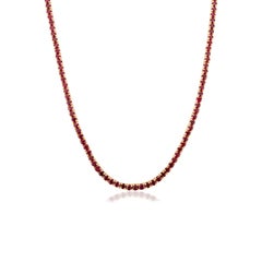 VR Jewels 14K Yellow Gold 8.54 Ct Round Cut Natural Ruby Tennis Necklace
