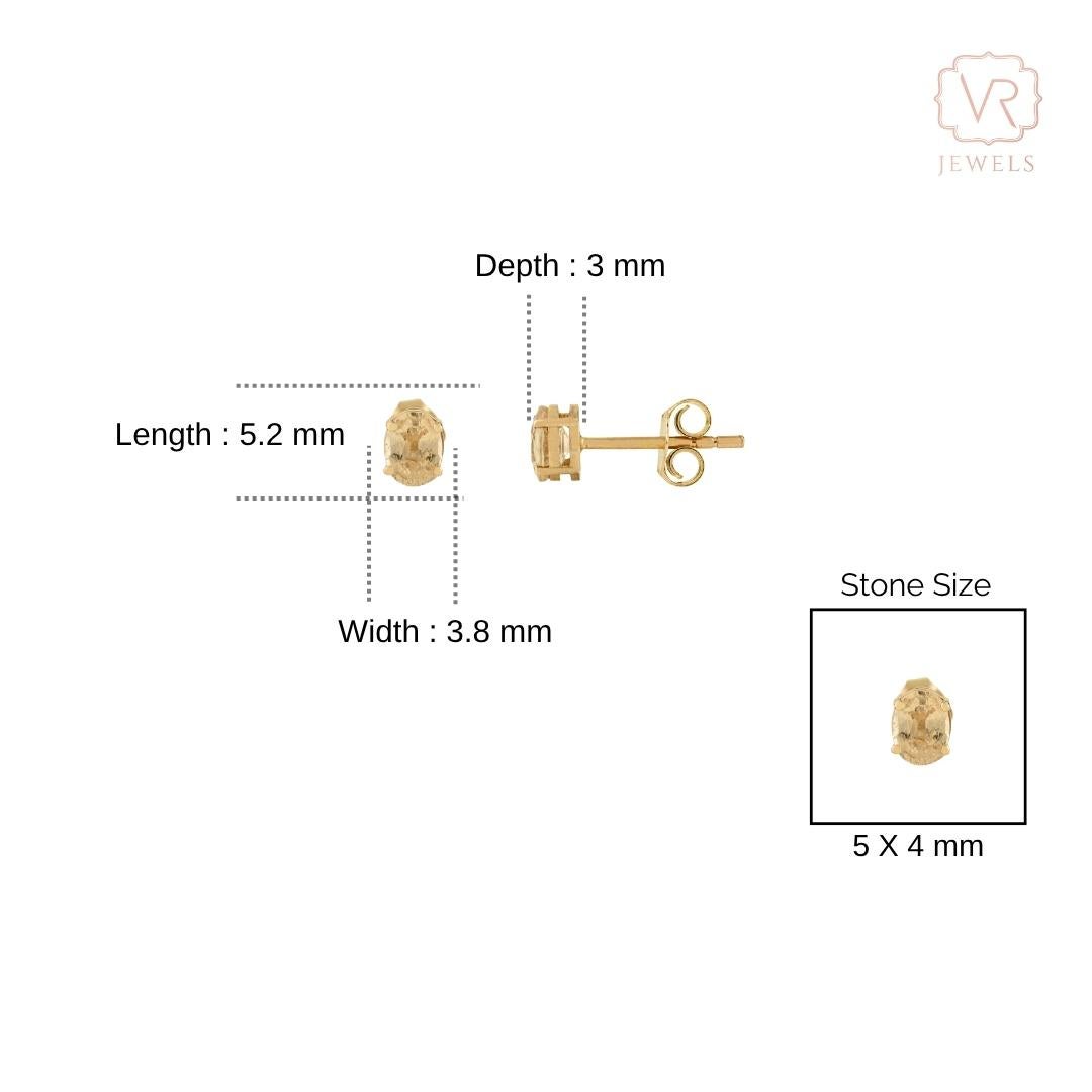 VR Jewels Boucles d'oreilles solitaires en or jaune 14 carats avec saphir jaune ovale en vente 5