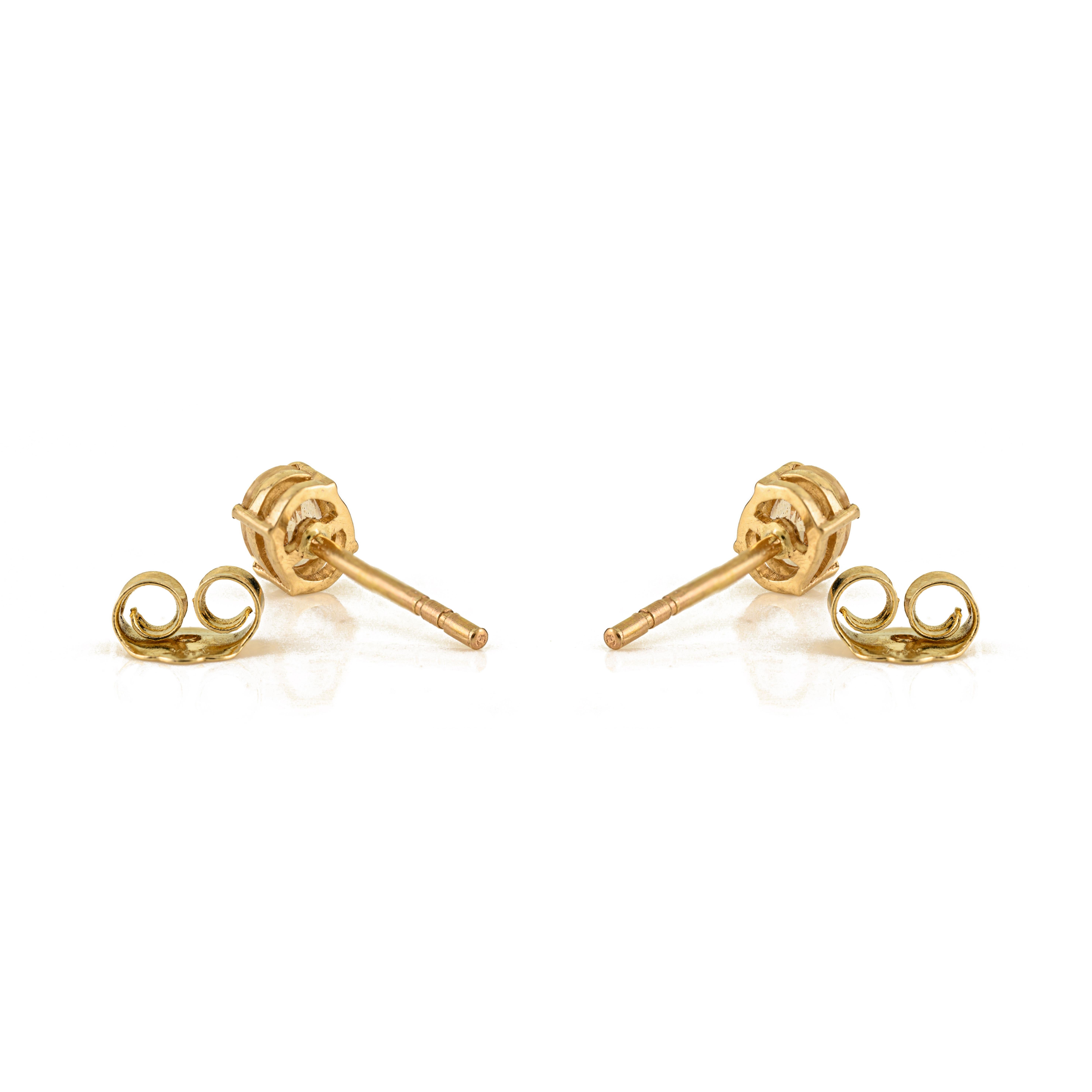 VR Jewels Boucles d'oreilles solitaires en or jaune 14 carats avec saphir jaune ovale Neuf - En vente à New York, NY