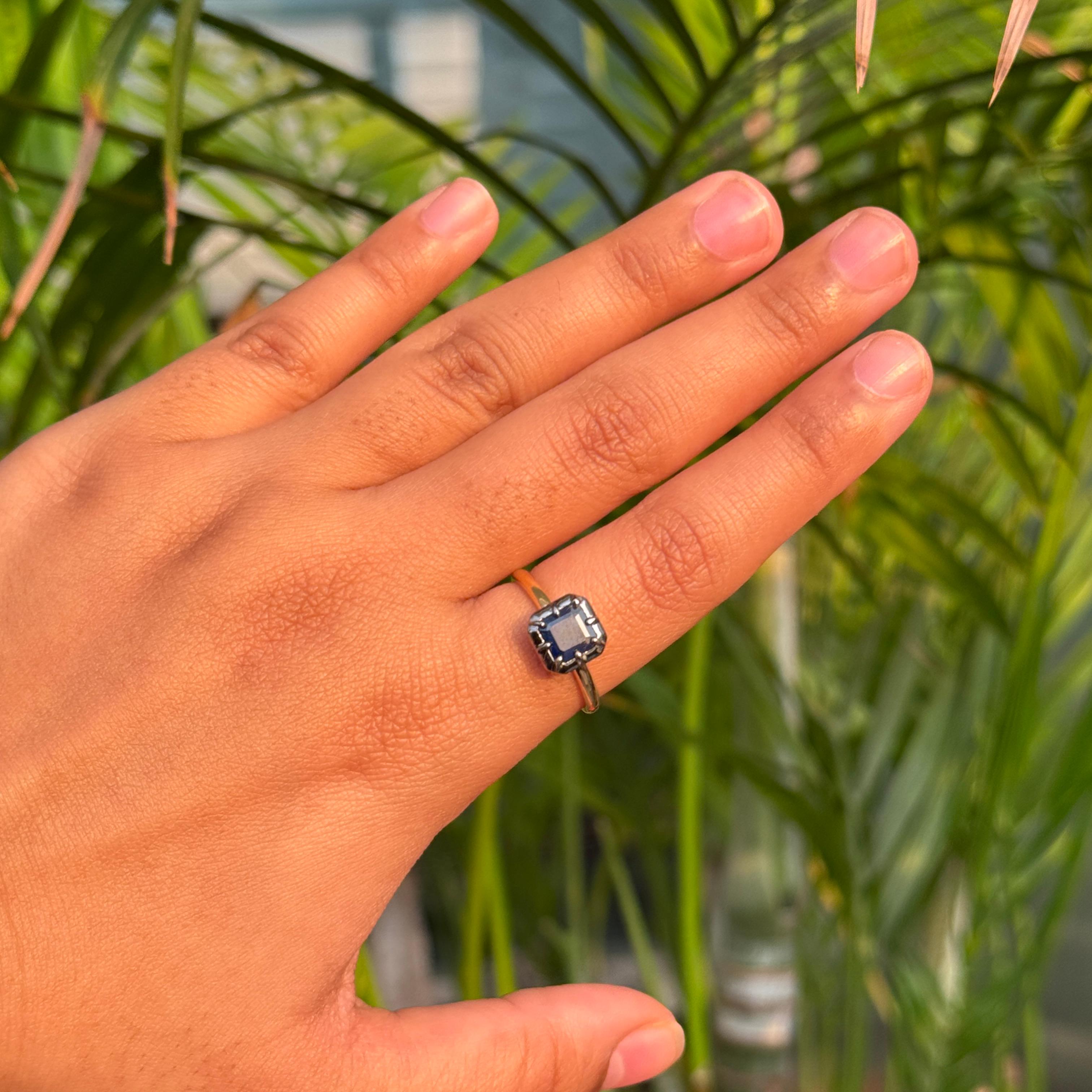 En venta: VR Jewels Anillo solitario de zafiro azul en oro amarillo macizo de 18 quilates y 1,33 quilates de corte Asscher  12