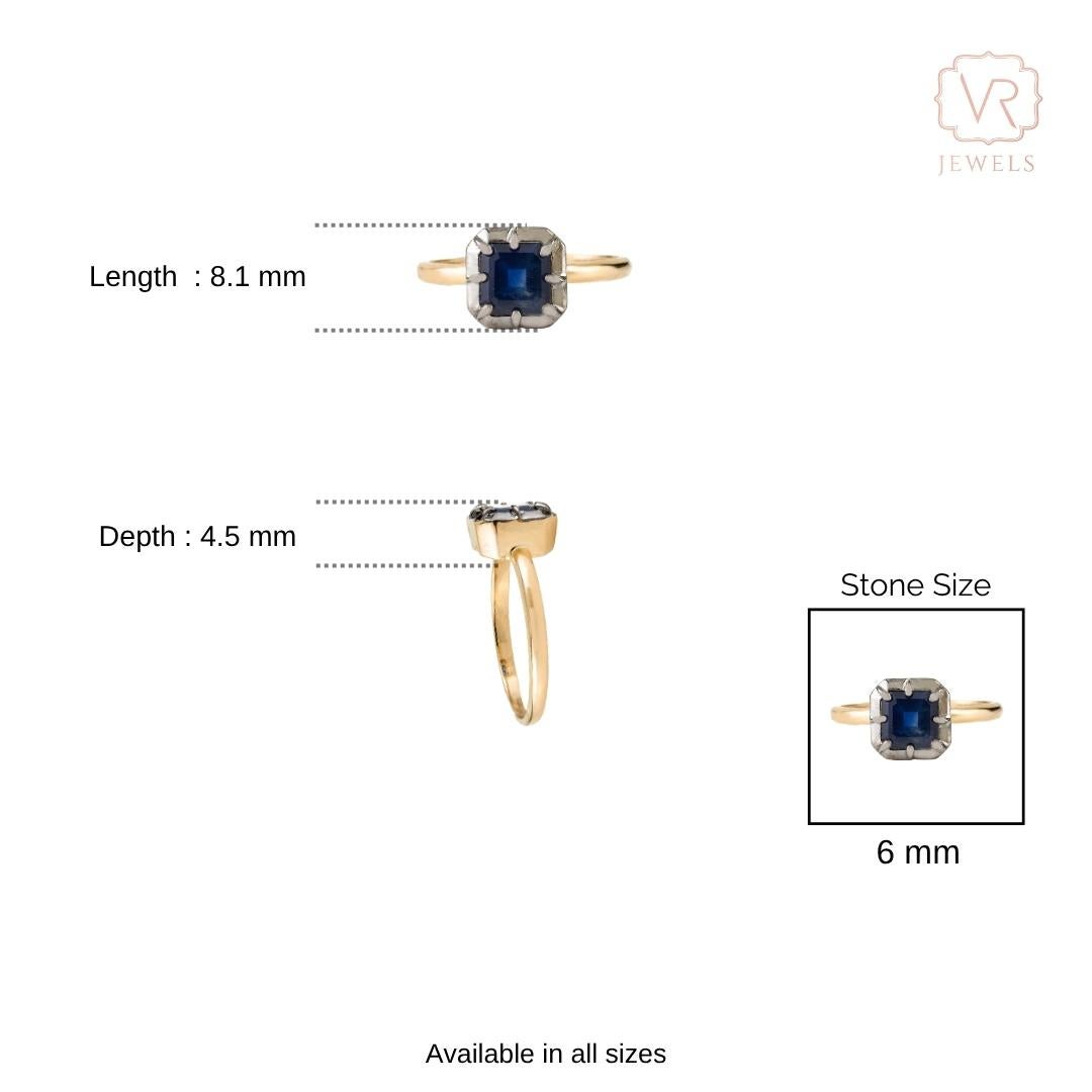 En venta: VR Jewels Anillo solitario de zafiro azul en oro amarillo macizo de 18 quilates y 1,33 quilates de corte Asscher  14