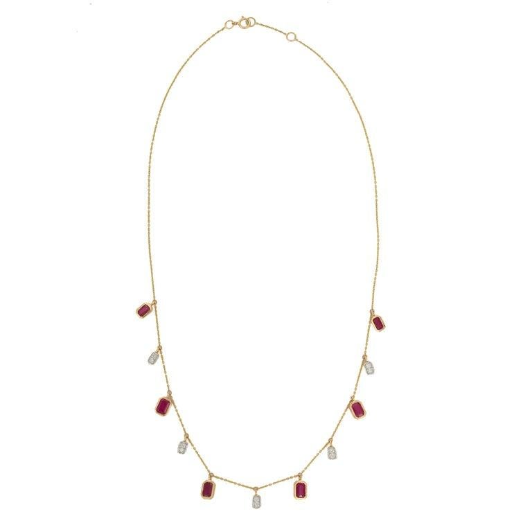 VR Jewels 18k massives Gelbgold Rubin-Diamant-Anhänger-Halskette Jahrestag- Present im Angebot 1