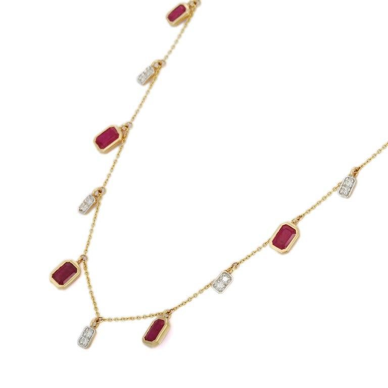 VR Jewels 18k massives Gelbgold Rubin-Diamant-Anhänger-Halskette Jahrestag- Present im Angebot 3