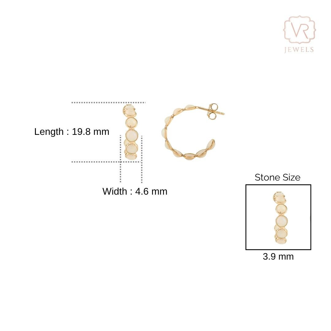 VR Jewels Boucles d'oreilles en or jaune 18 carats avec cabochon d'opale naturelle pour femmes en vente 6