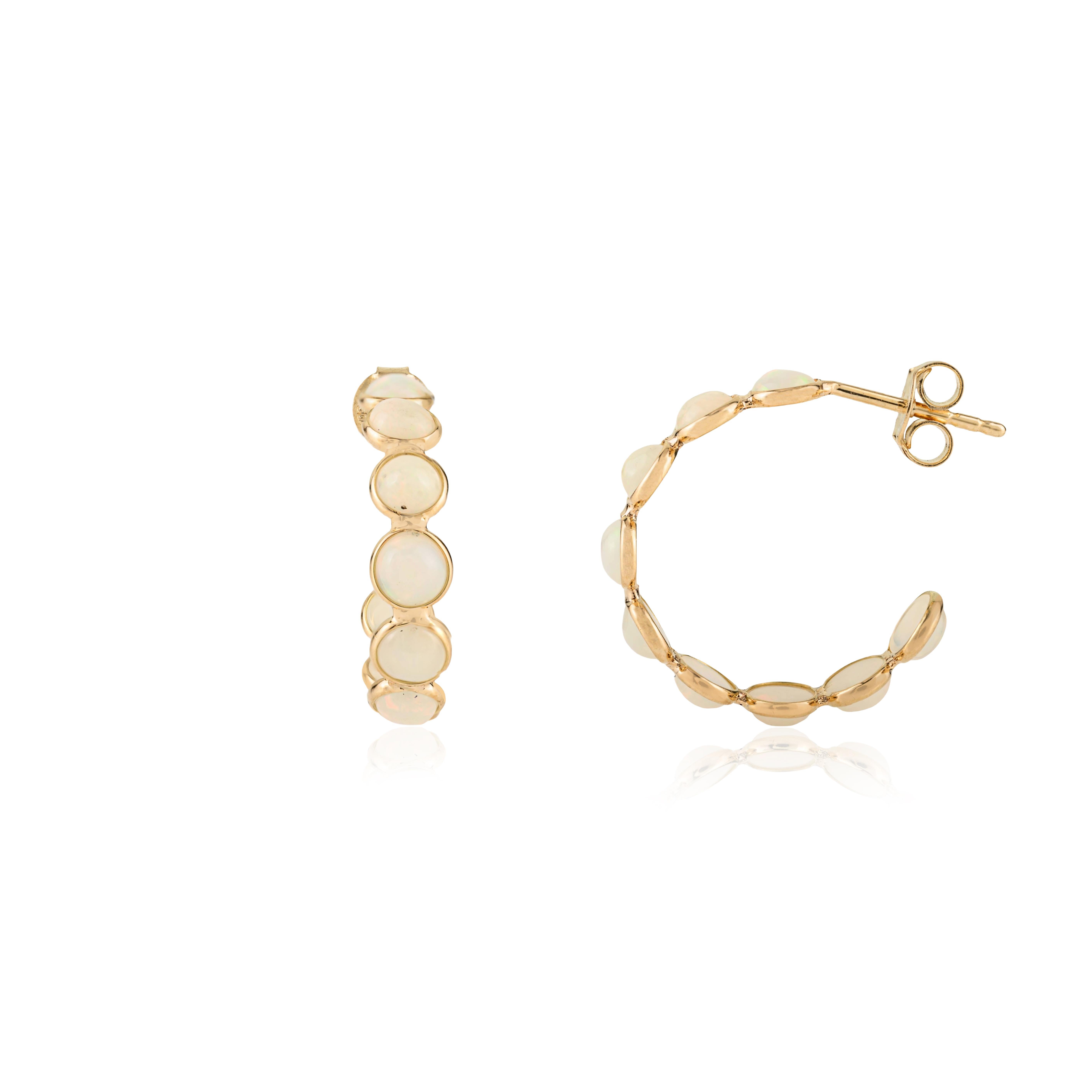 VR Jewels Boucles d'oreilles en or jaune 18 carats avec cabochon d'opale naturelle pour femmes en vente 1