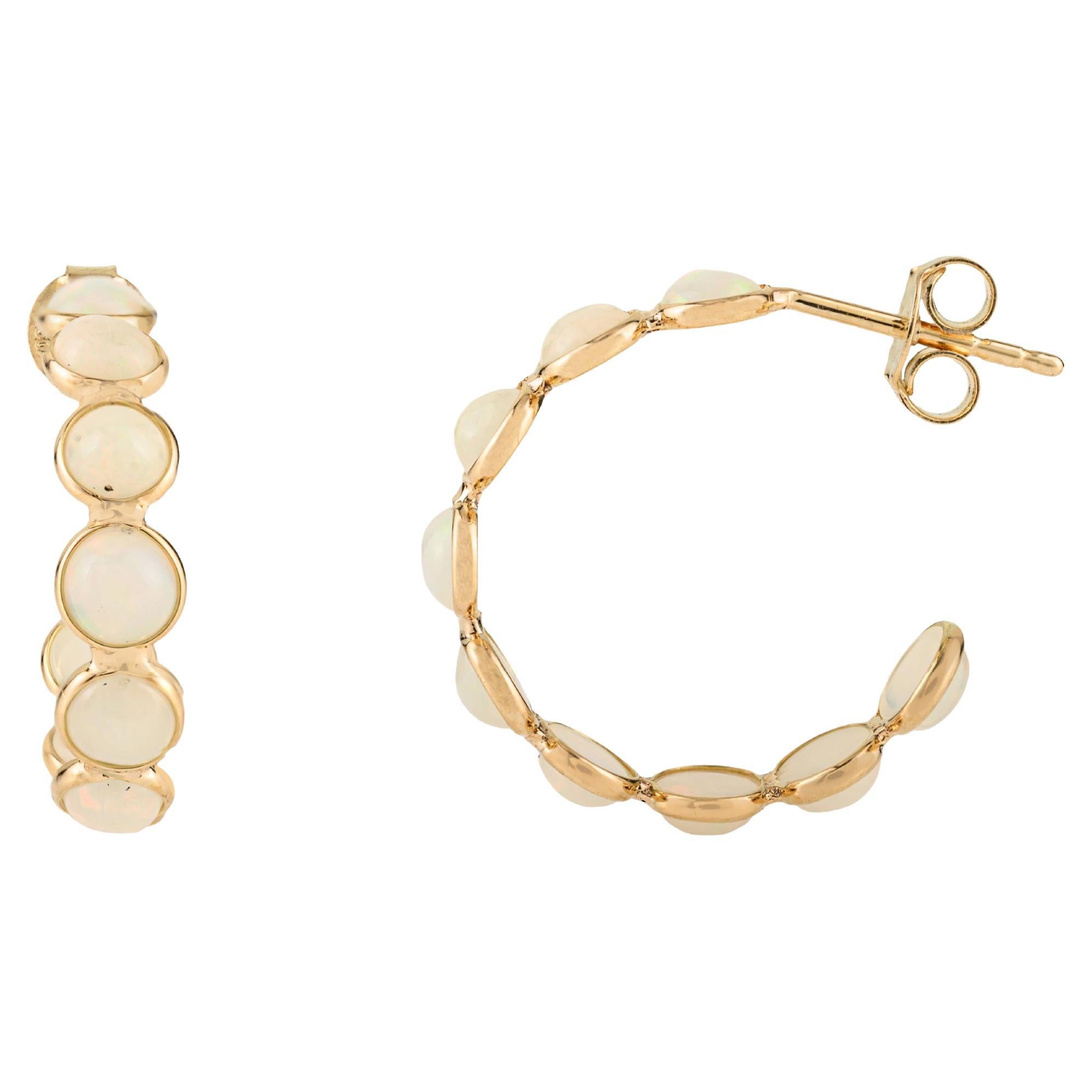 VR Jewels - Orecchini a cerchio in oro giallo 18 carati con opale naturale da 2,82 carati - per donna