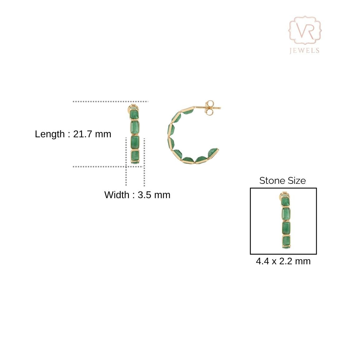 VR Jewels Boucles d'oreilles en or jaune 18K avec émeraude ovale de 4,20 ct Cadeau de Noël en vente 6