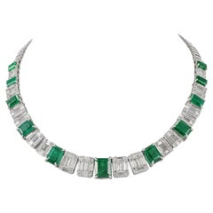 VR Jewels Esmeralda de 19,11 quilates y collar de tenis con diamantes de 8,82 quilates, oro blanco de 18 quilates