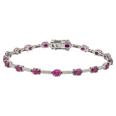 VR Jewels Tennisarmband mit rotem Rubin (2,9 ct) und Diamanten in 14-karätigem Weißgold