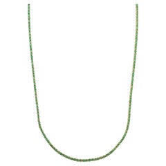 VR Jewels 6.82 Ct Natural Round Emerald Tennis Necklace in Solid 14K Yellow Gold