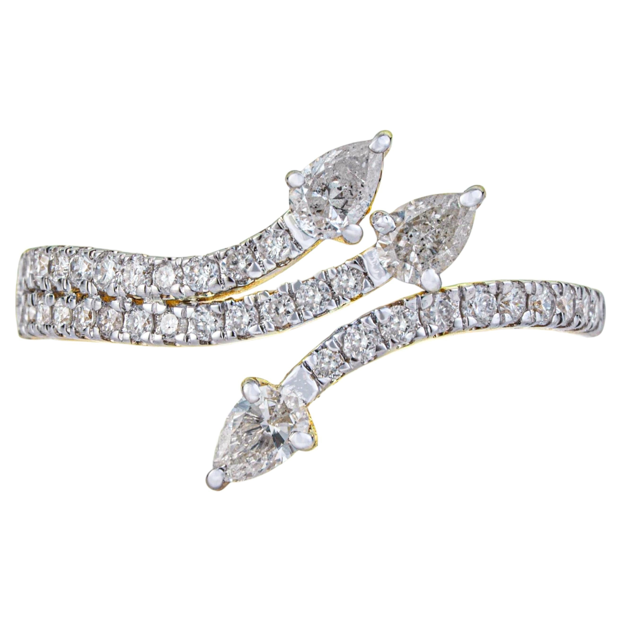 For Sale:  VR Jewels Celestial Open Bypass Diamond Engagement Ring in 14K Solid Yellow Gold