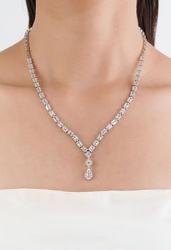 VR Jewels Certified 6.24 Carat Natural Diamond Drop Necklace in 14K White Gold