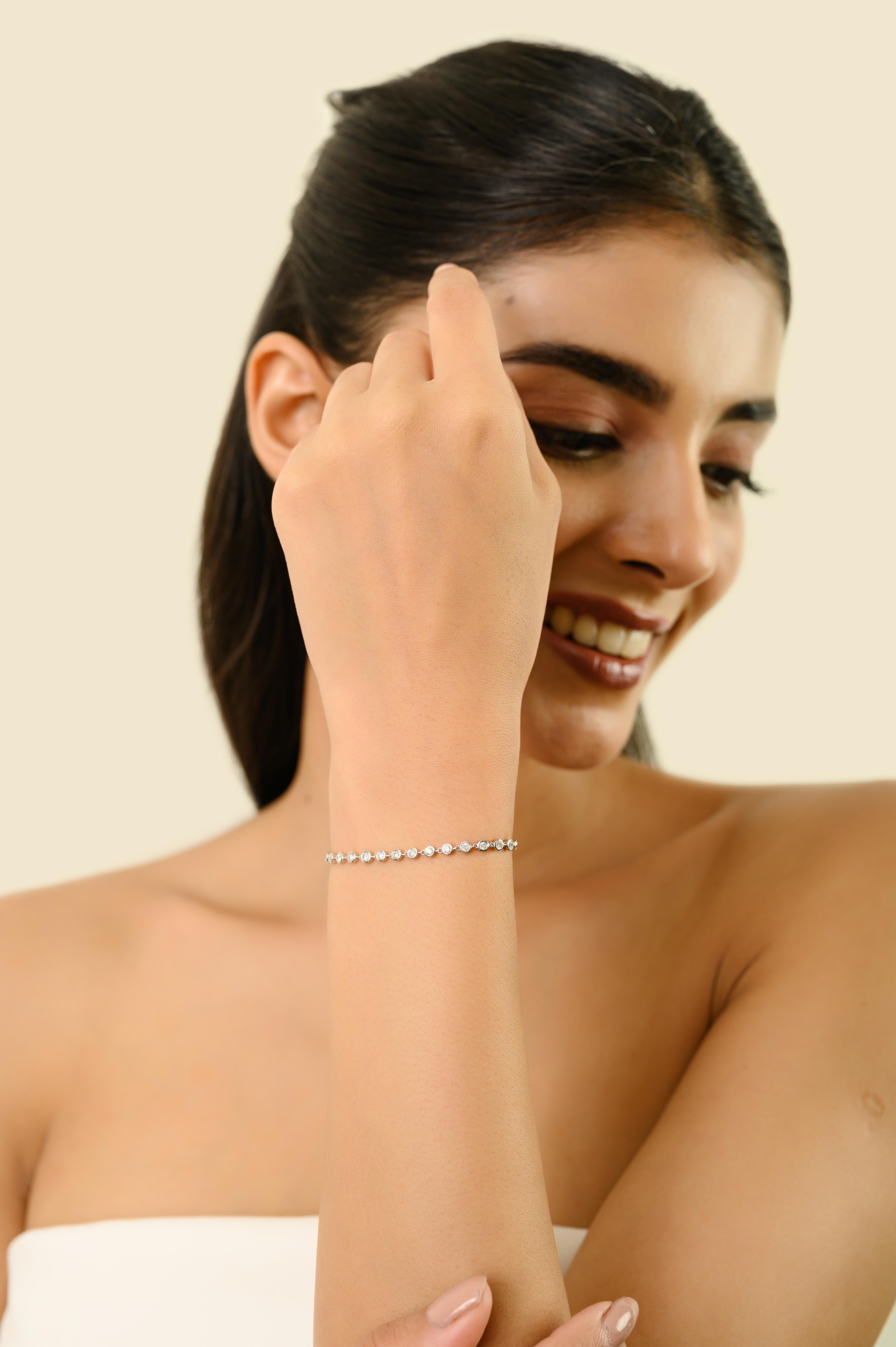 VR Jewels Pulsera de tenis contemporánea de diamantes talla redonda de 3,63 ct Oro blanco de 14 quilates Corte redondo en venta