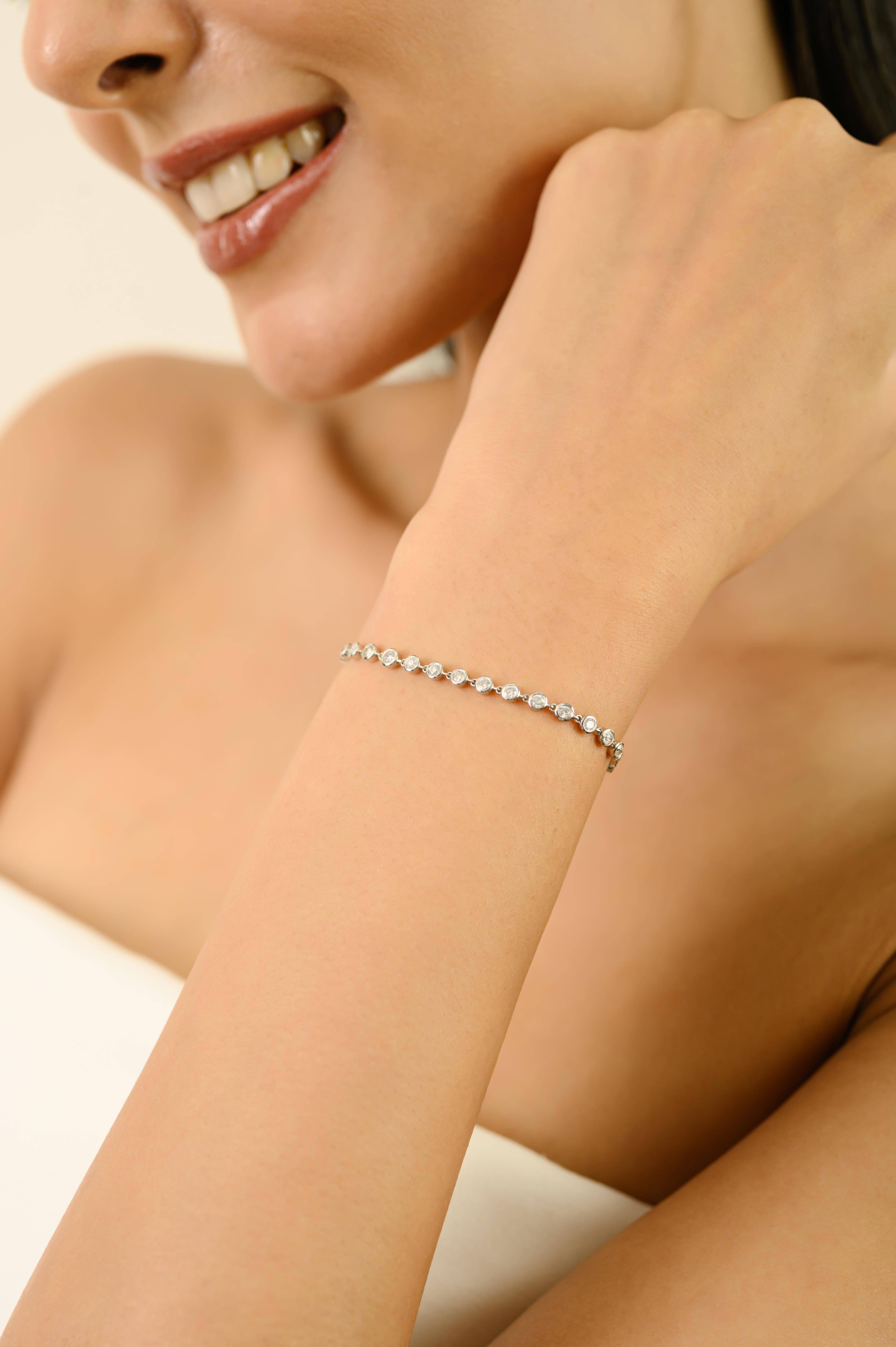 De las mujeres VR Jewels Pulsera de tenis contemporánea de diamantes talla redonda de 3,63 ct Oro blanco de 14 quilates en venta