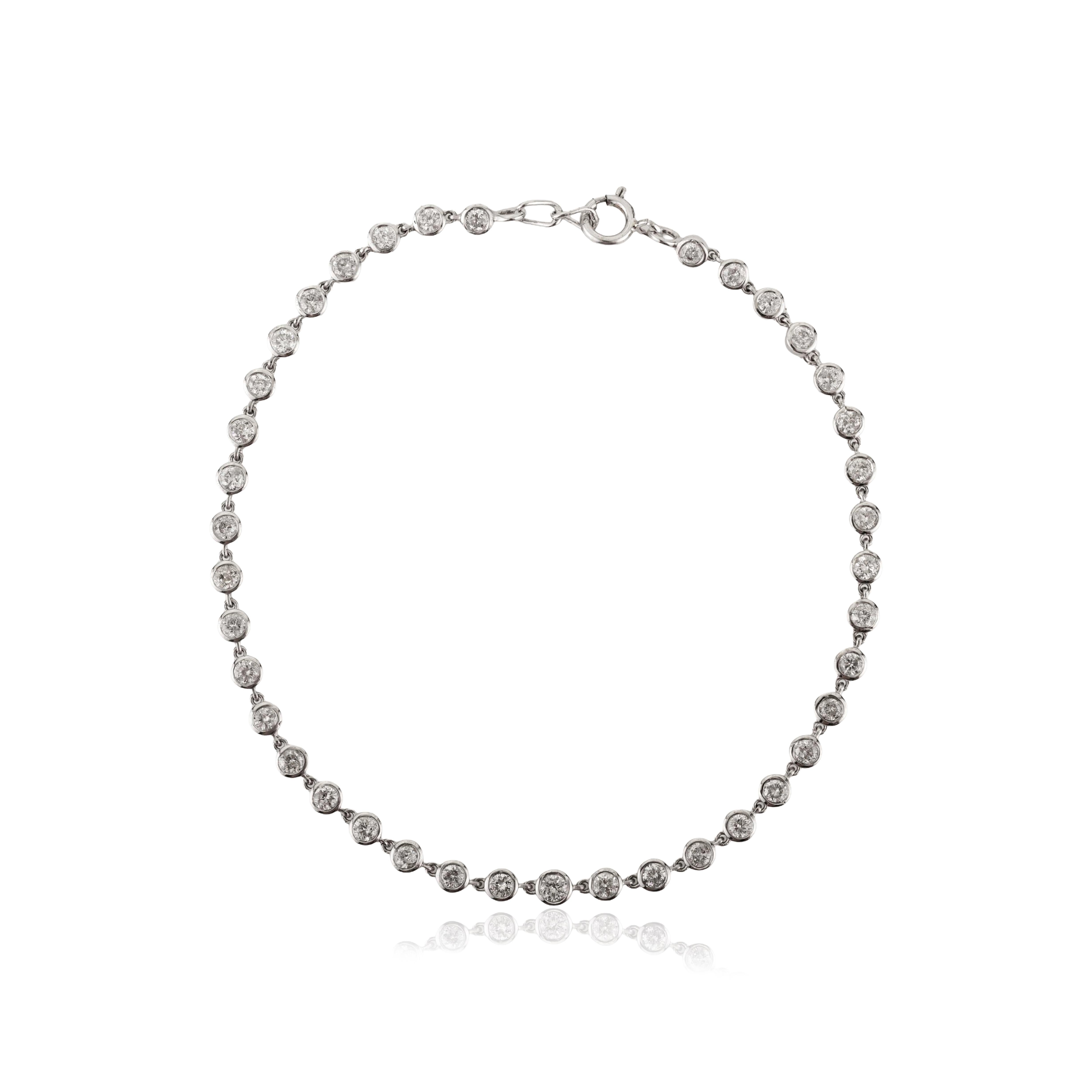 VR Jewels Pulsera de tenis contemporánea de diamantes talla redonda de 3,63 ct Oro blanco de 14 quilates en venta 1