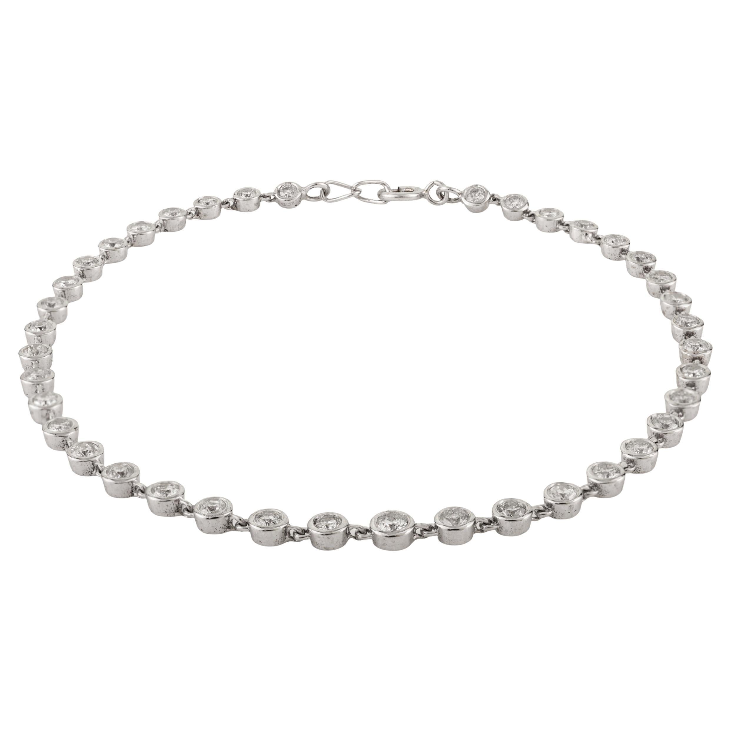 VR Jewels Zeitgenössisches 3,63 Karat Rundschliff Diamant-Tennisarmband 18K Weißgold im Angebot