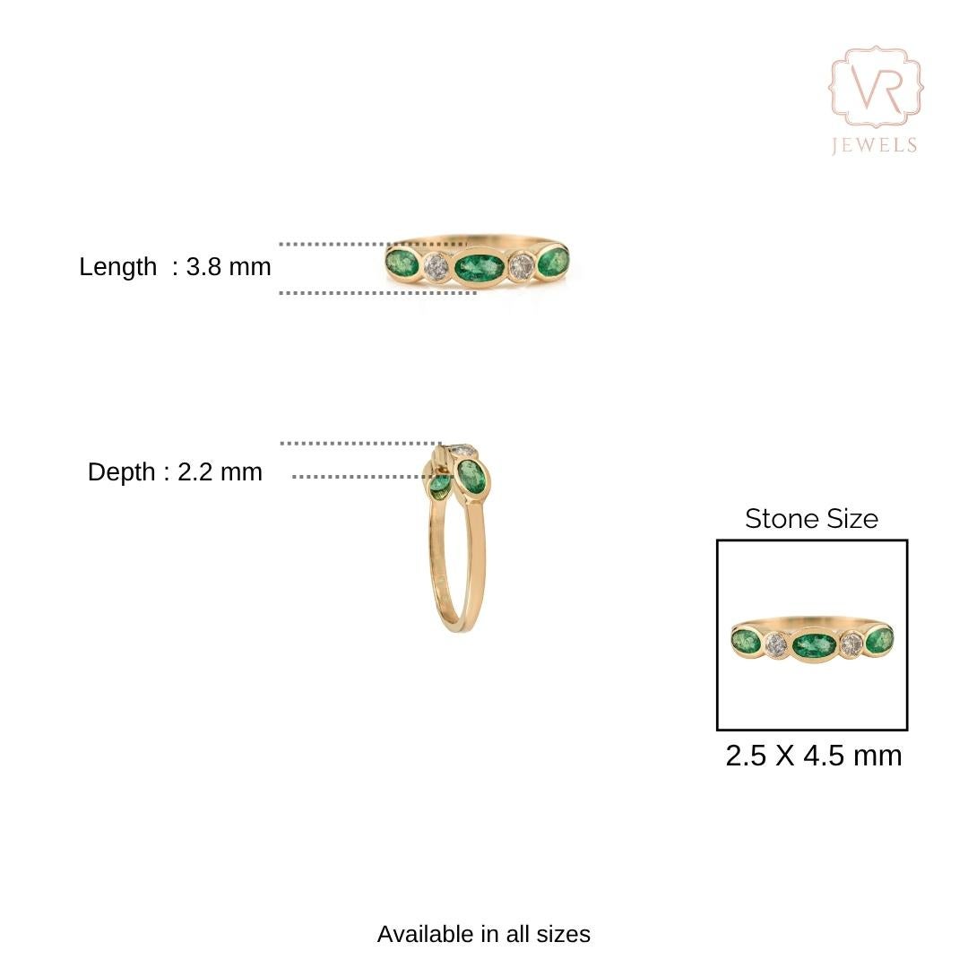 in vendita:  VR Jewels Anello a fascia impilabile con smeraldo e diamanti a cinque pietre in oro giallo 14K 14