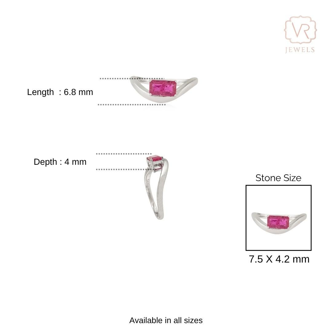 Im Angebot: VR Jewels Moderner Wellenring mit natürlichem Rubin im Oktagon-Schliff aus 14K Weißgold () 10