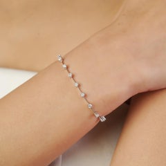 VR Jewels Round Brilliant Diamond Station Tennis Bracelet 1 Ct in 14K White Gold