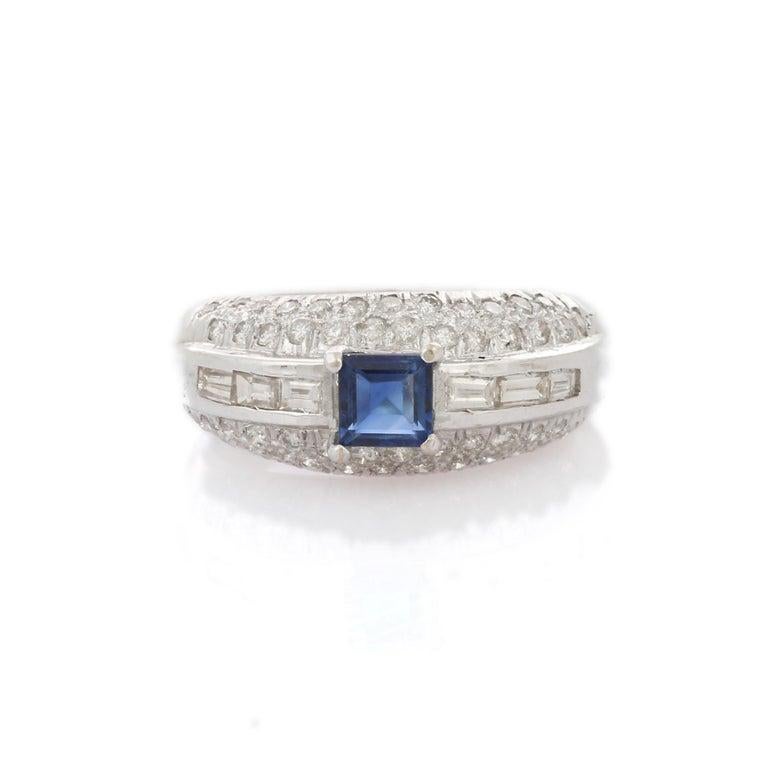En vente :  VR Jewels Bague de cocktail en or blanc 18 carats avec saphir bleu royal et diamant pour femmes 5