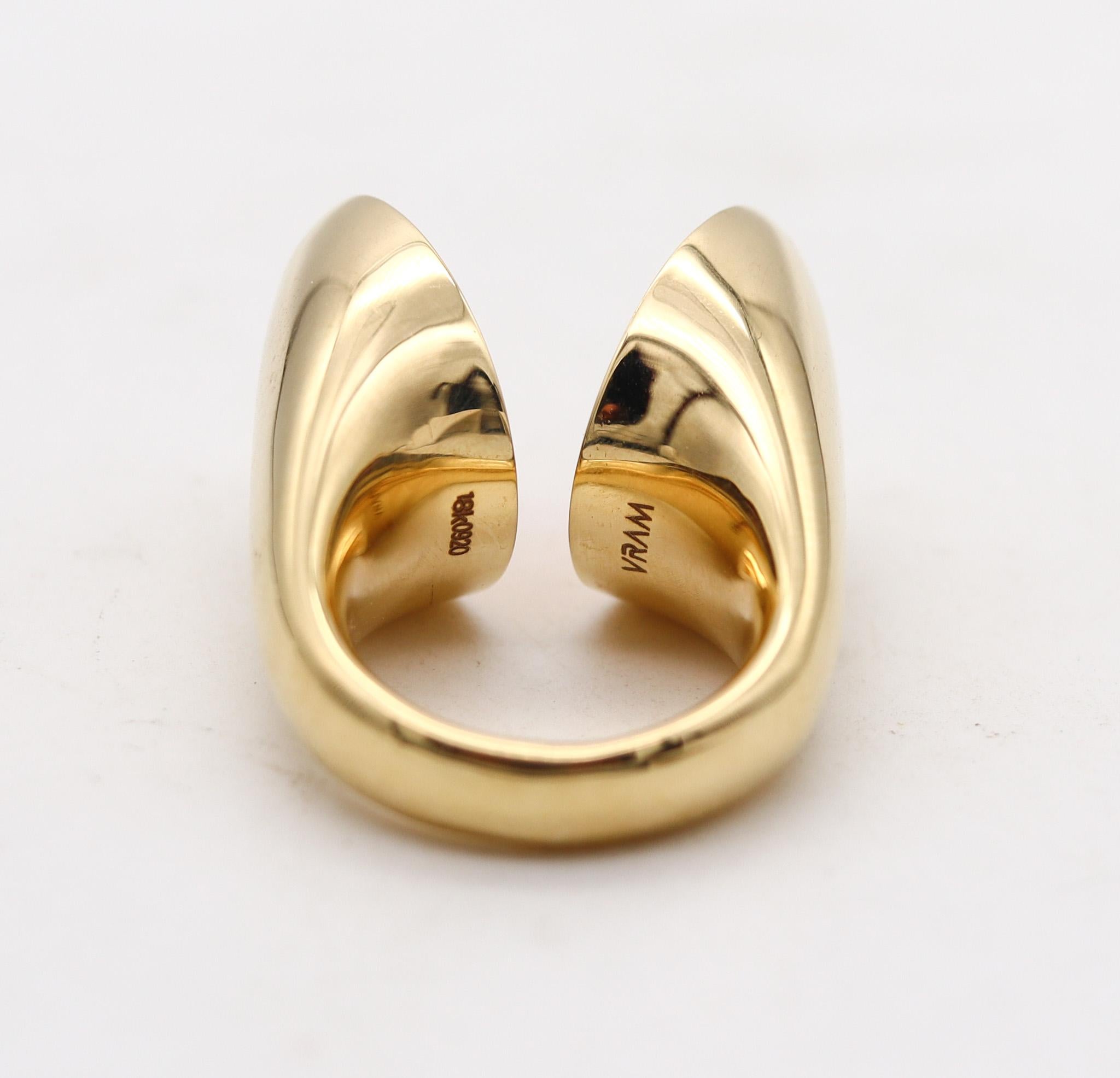 Vram Minassian Modernist Sculptural Echo Ring In Polished 18Kt Yellow Gold For Sale 2