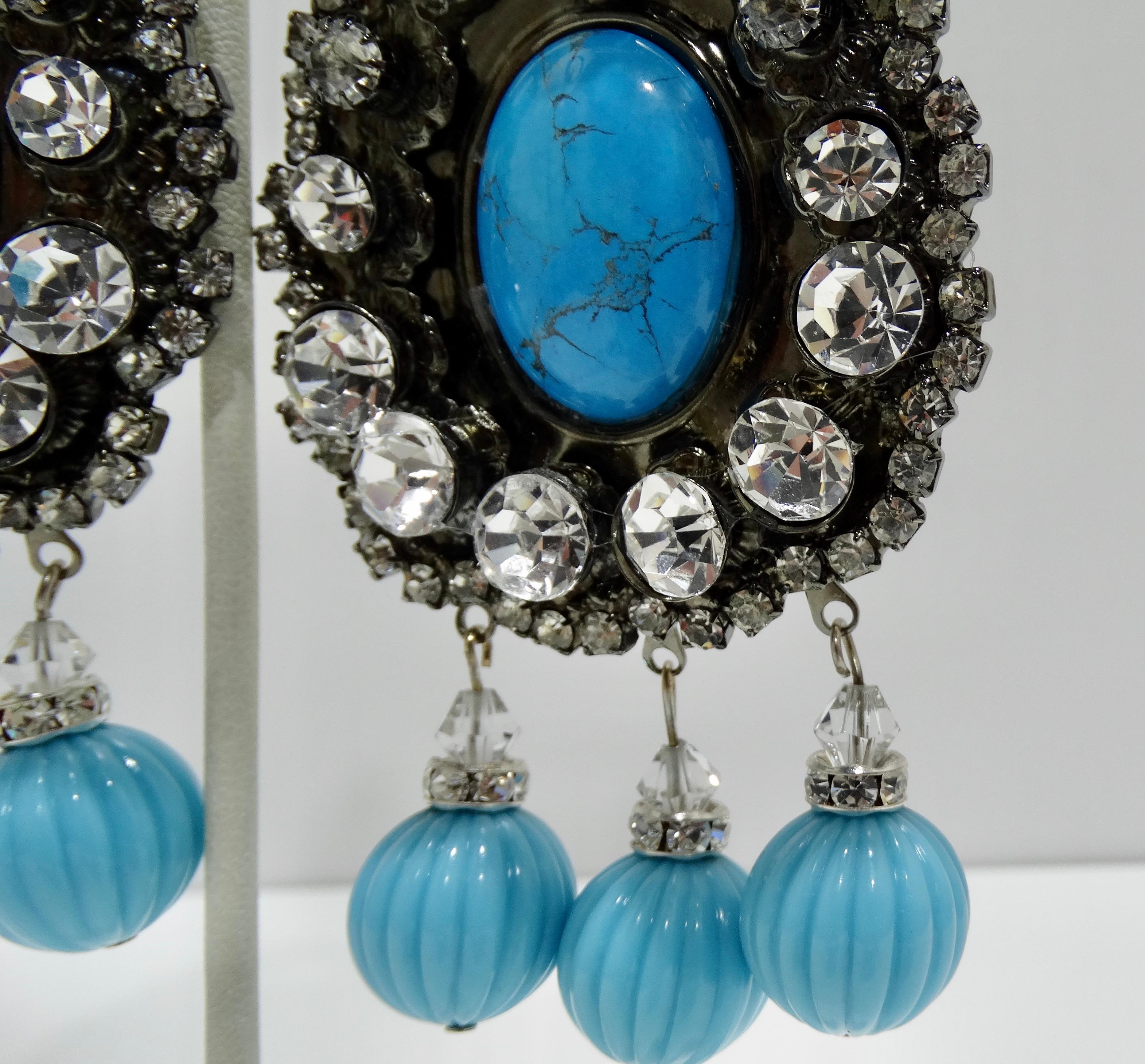 Vrba Turquoise Chandelier Earrings For Sale 1