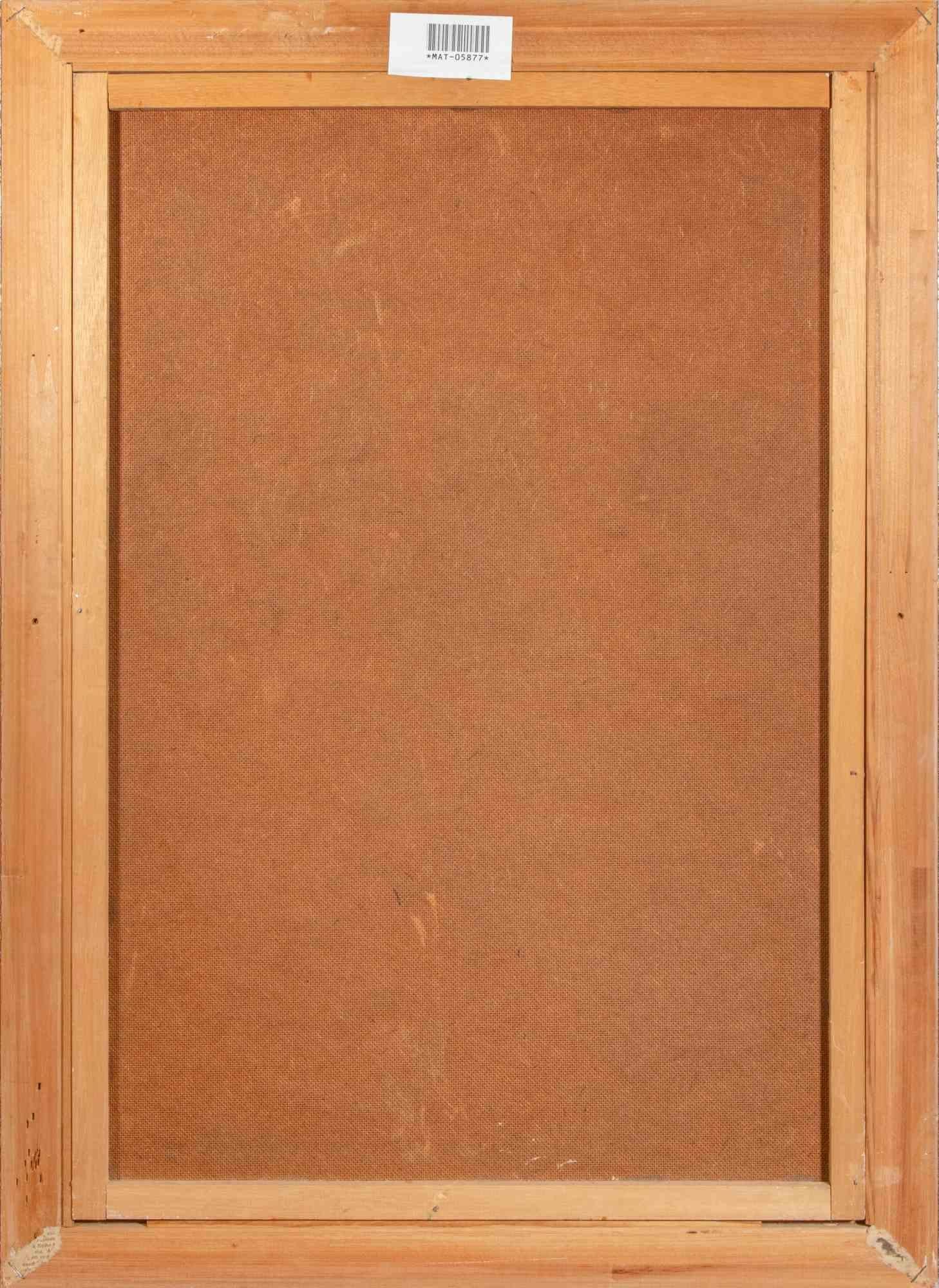Pierot im Schminkzimmer - Öl auf Leinwand von Vrbova Miloslav- Mitte des 20. Jahrhunderts (Moderne), Painting, von Vrbova Miloslava Prof. Zinkovy