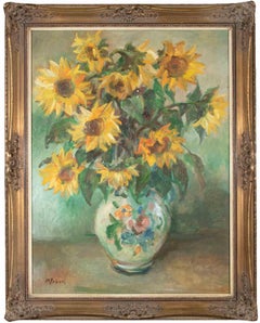 Sonnenblumen – Öl auf Leinwand von Vrbova Miloslav Prof. Zinkovy – Mitte des 20. Jahrhunderts