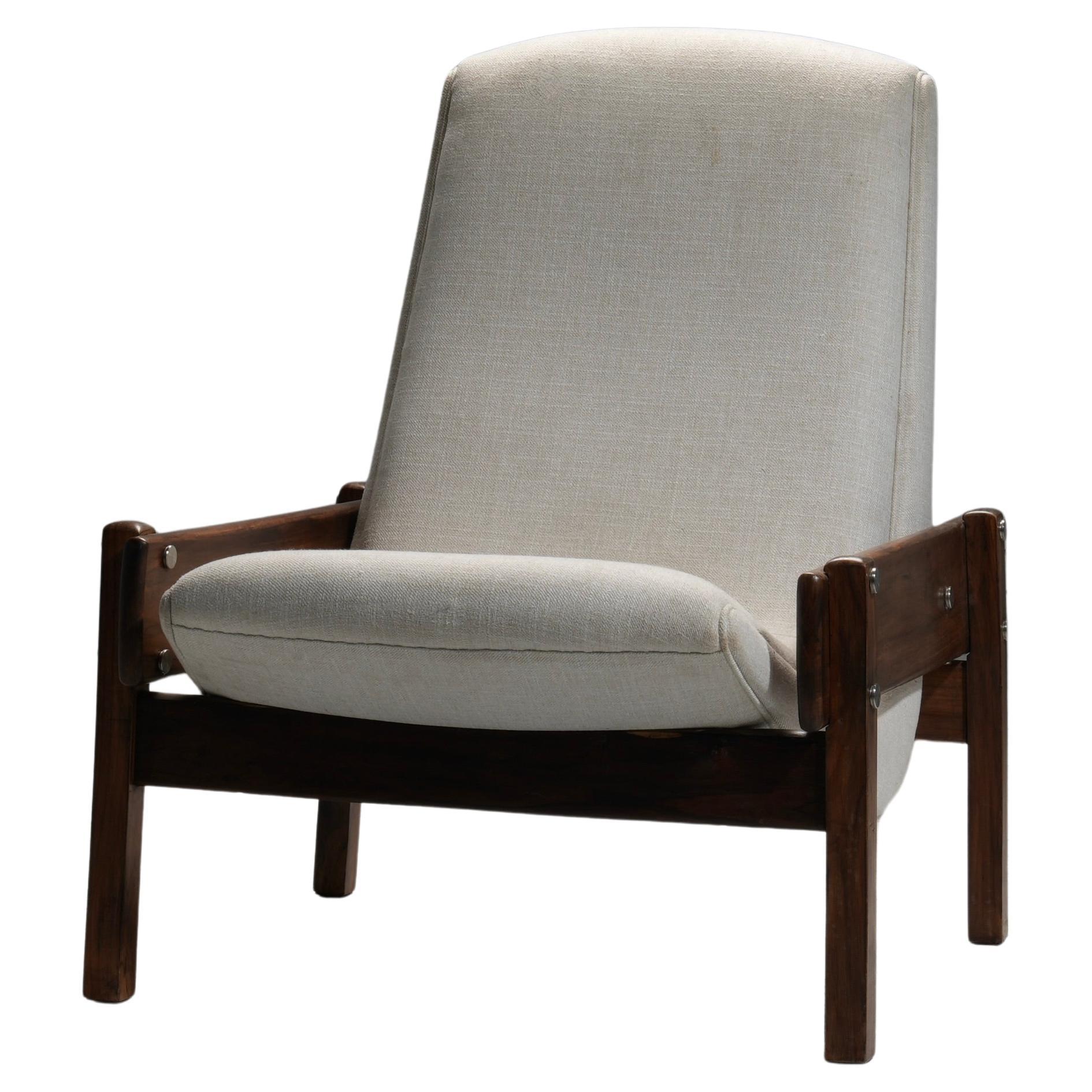 Sessel „Vronka“ von Sergio Rodrigues aus Holz und Stoff, Brasilien, 1962