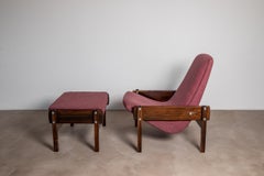 Vronka by Sergio Rodrigues Jacaranda Armchair and Footstool Midcentury Brasil
