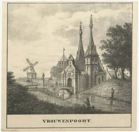 Vrouwenpoort, Leeuwarden – Historic Frisian City Gate View, c.1790