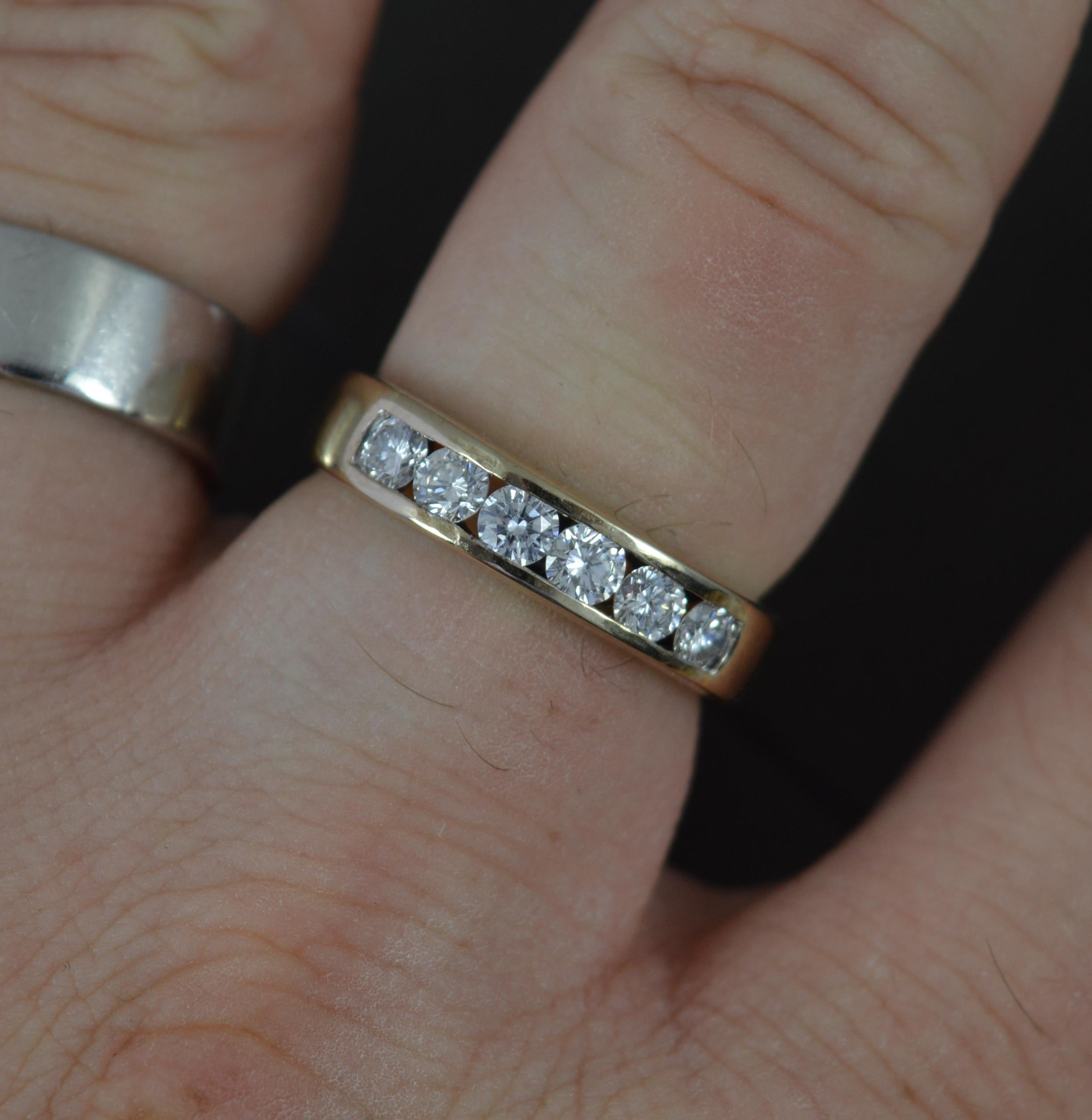 Round Cut Vs 0.6ct Diamond and 18ct Gold Half Eternity Stack Ring