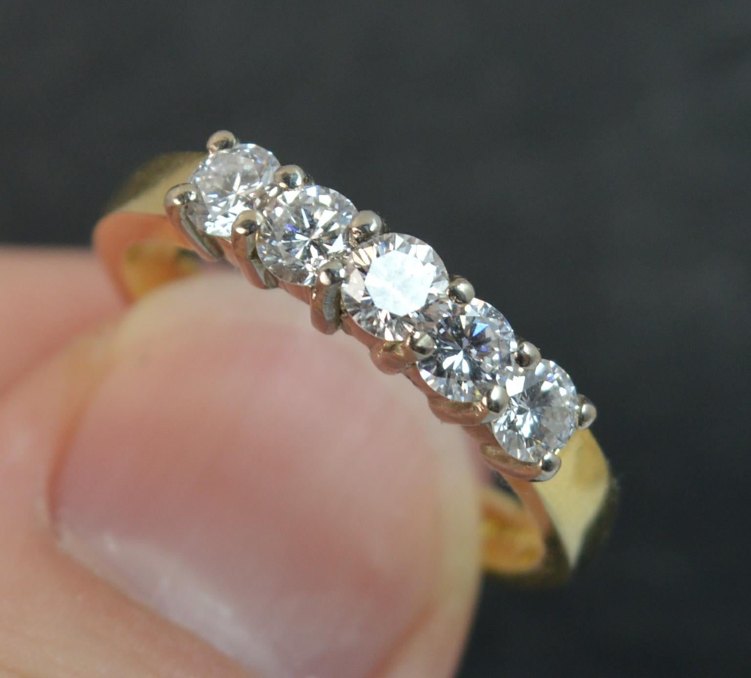 Modern VS 0.75 Carat Diamond 18 Carat Gold Five-Stone Half Eternity Stack Ring