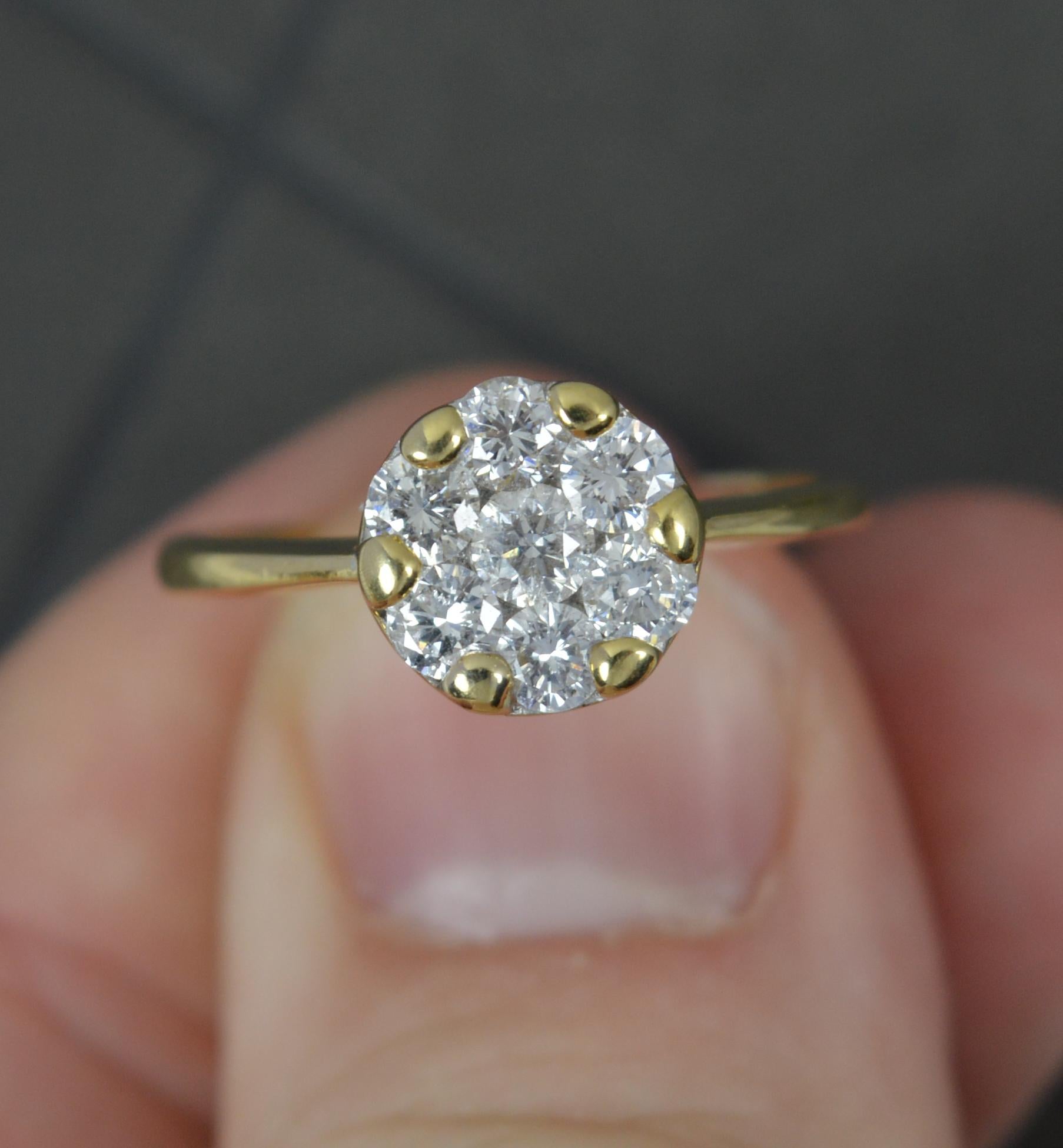 Vs 0.75ct Diamond and 18 Carat Yellow Gold Cluster Ring 1