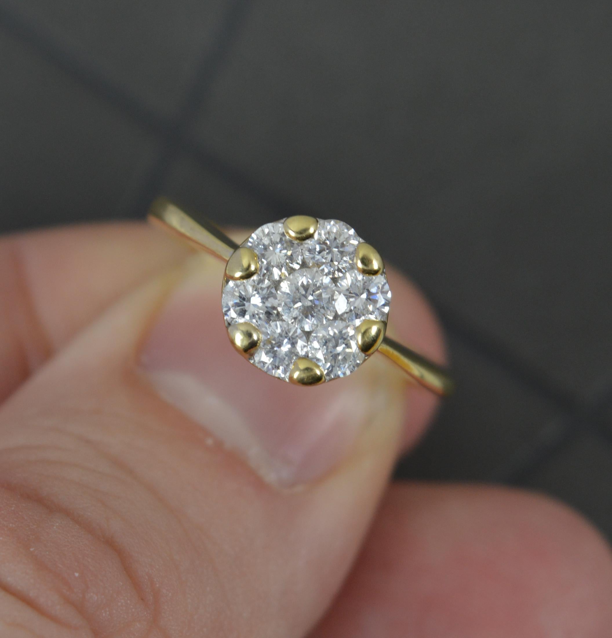 Vs 0.75ct Diamond and 18 Carat Yellow Gold Cluster Ring 2