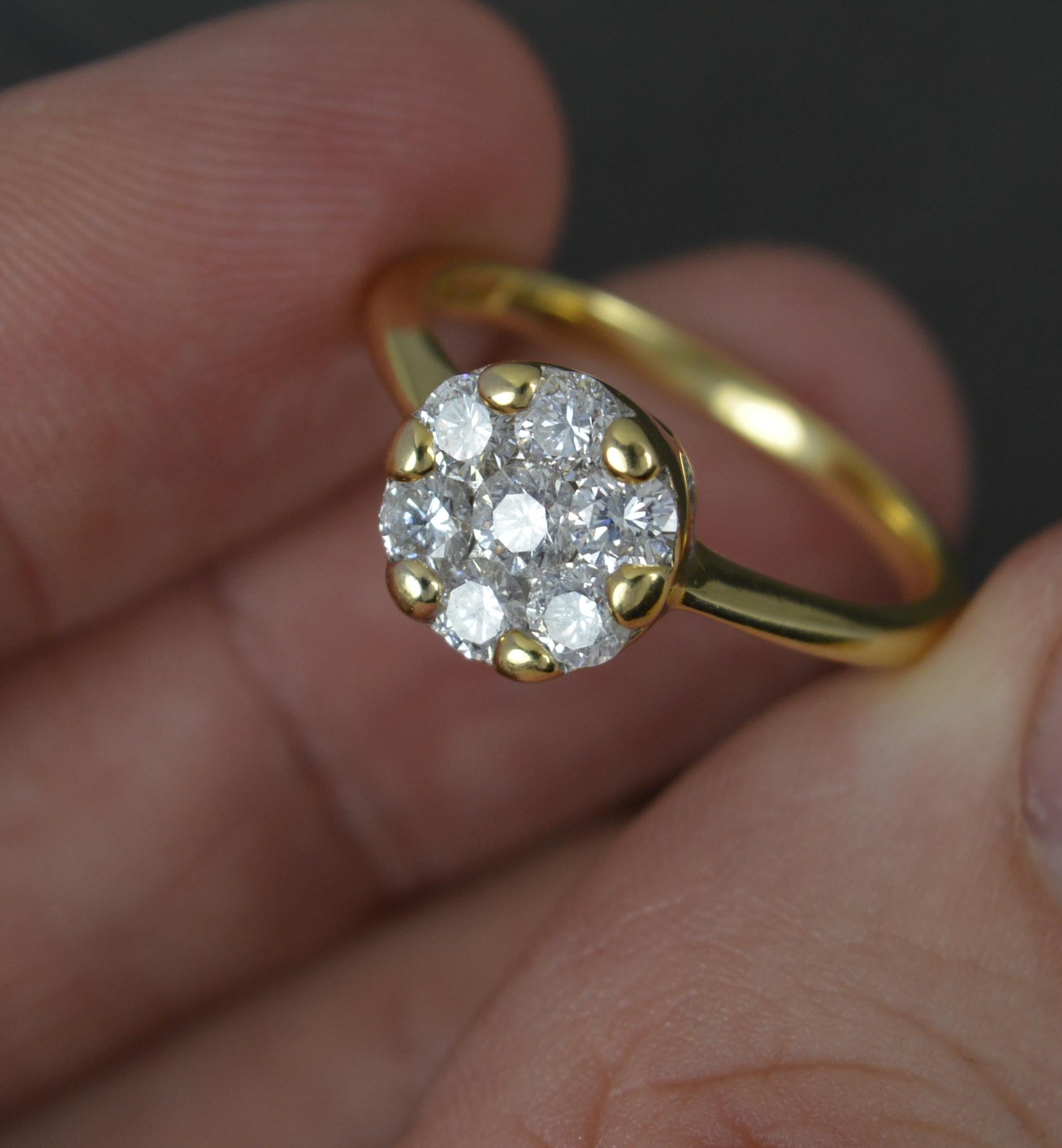 Vs 0.75ct Diamond and 18 Carat Yellow Gold Cluster Ring 4