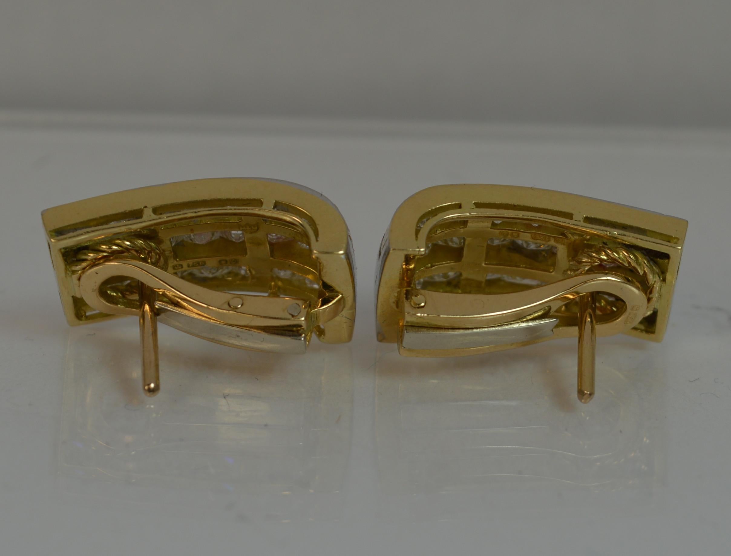 Princess Cut VS 5.00 Carat Diamond 18 Carat Gold Ladies Cluster Earrings D1858