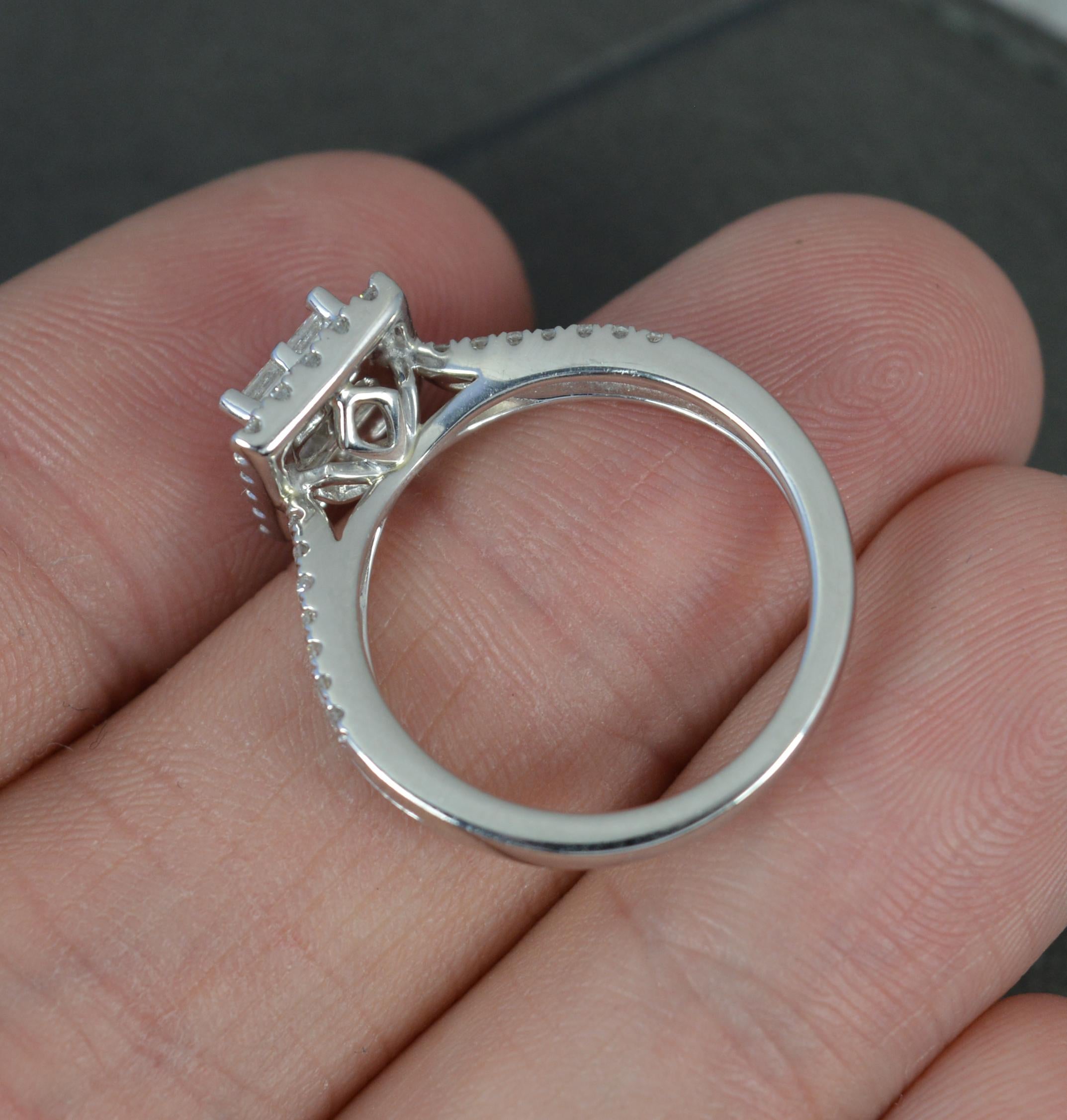 Princess Cut VS Diamond Platinum Art Deco Design Cluster Engagement Ring For Sale