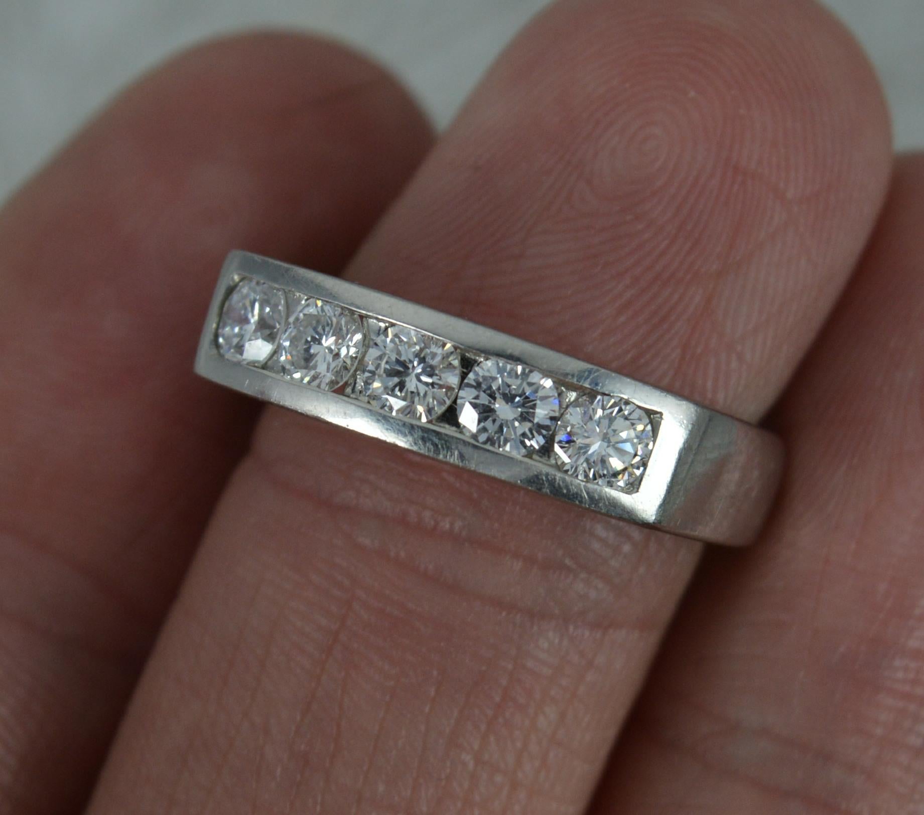 VS1 0.75 Carat Diamond Five-Stone Platinum Stack Ring 1