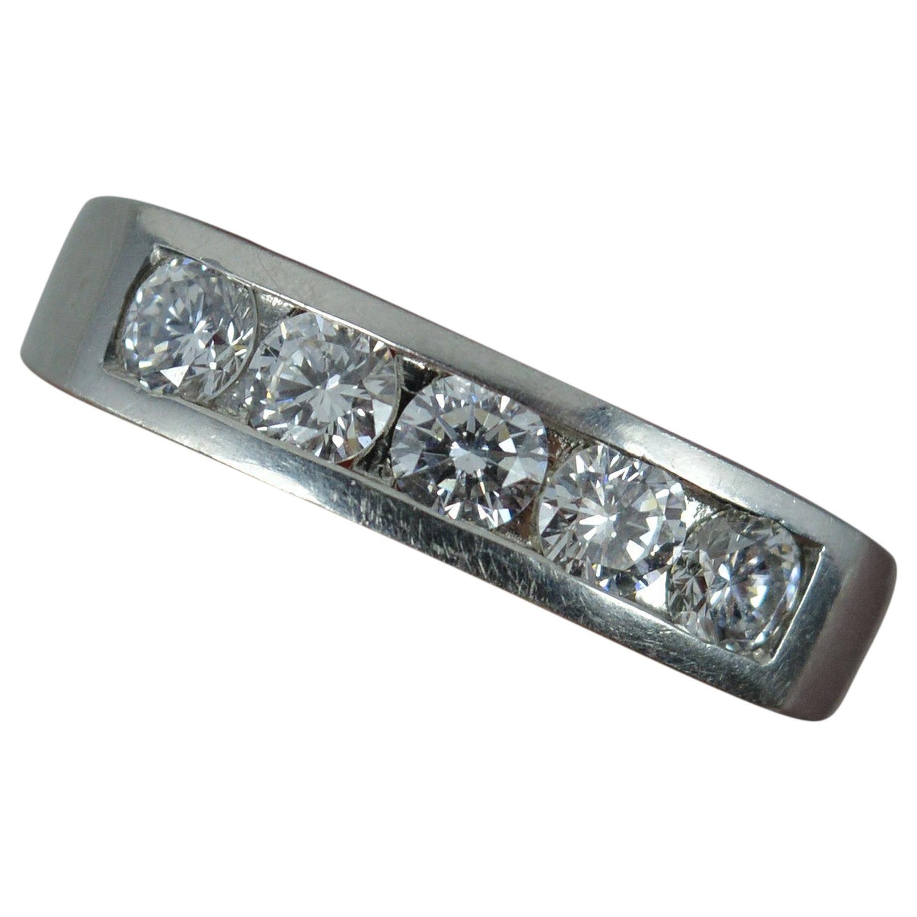VS1 0.75 Carat Diamond Five-Stone Platinum Stack Ring