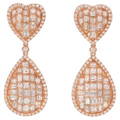 VS1 Boucles d'oreilles pendantes en forme de coeur en rose 18 carats 