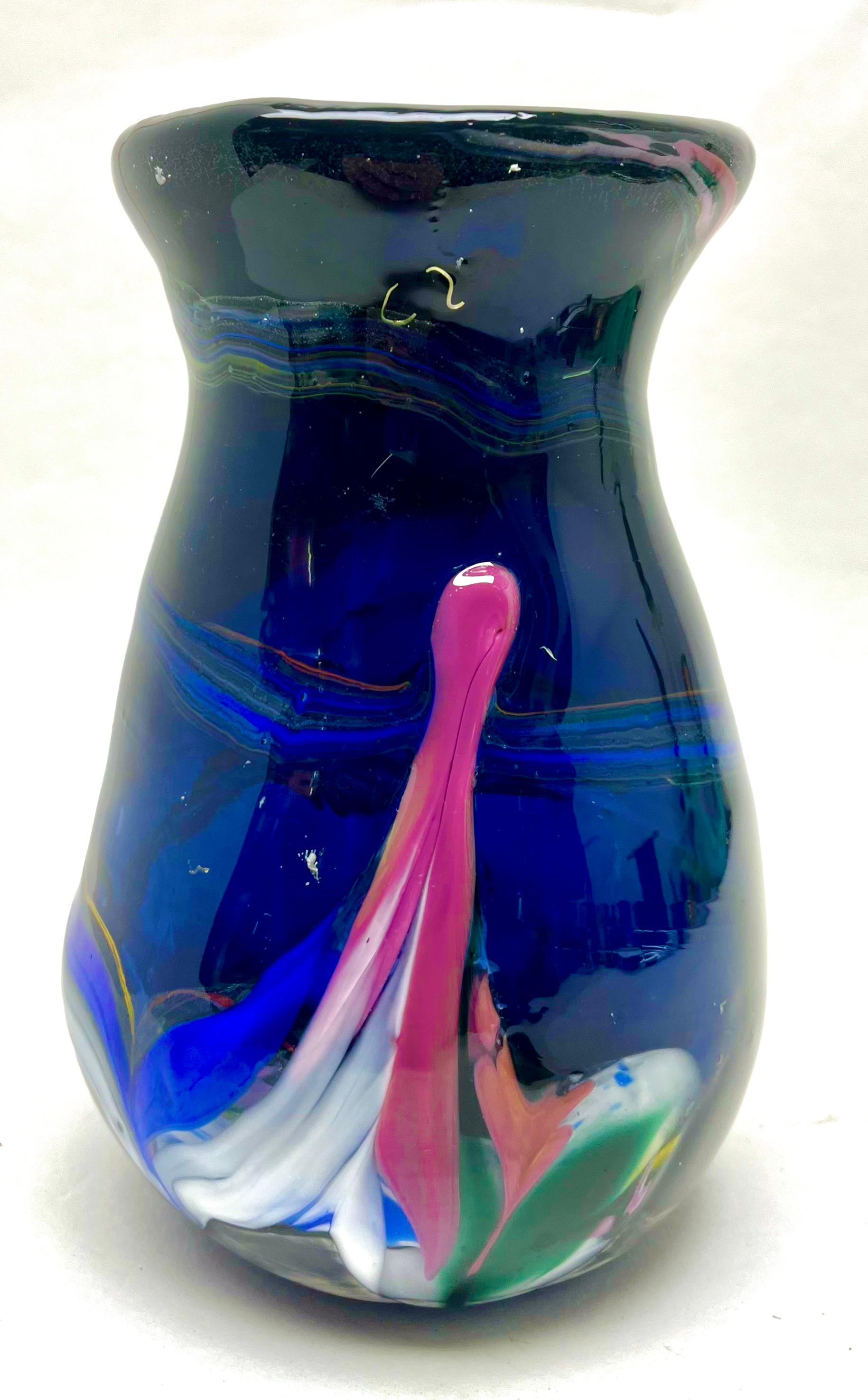 Vsl Studio Glass Signed Vase with Embedded Color the Piece Is Unique 3