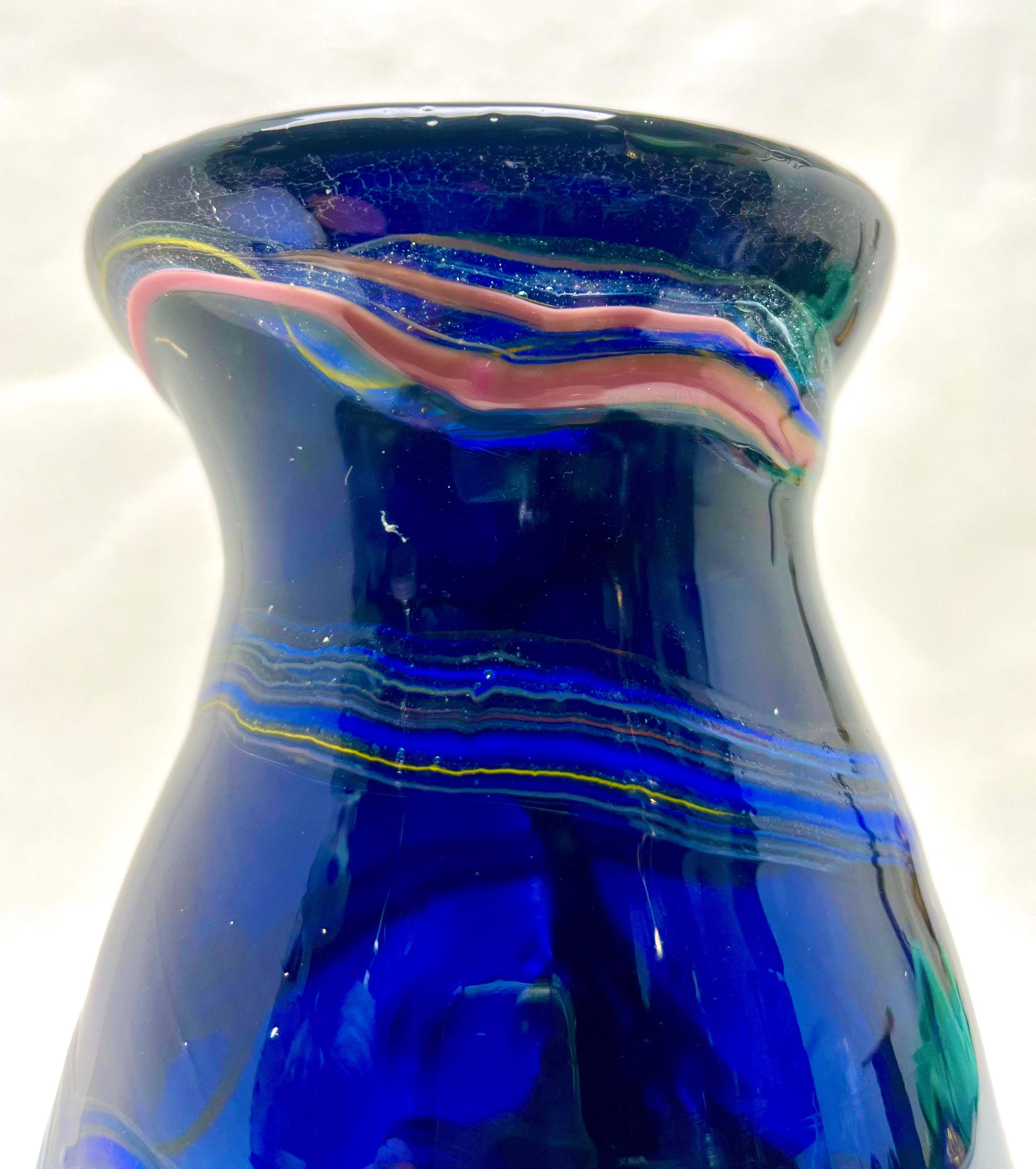 Vsl Studio Glass Signed Vase with Embedded Color the Piece Is Unique 5