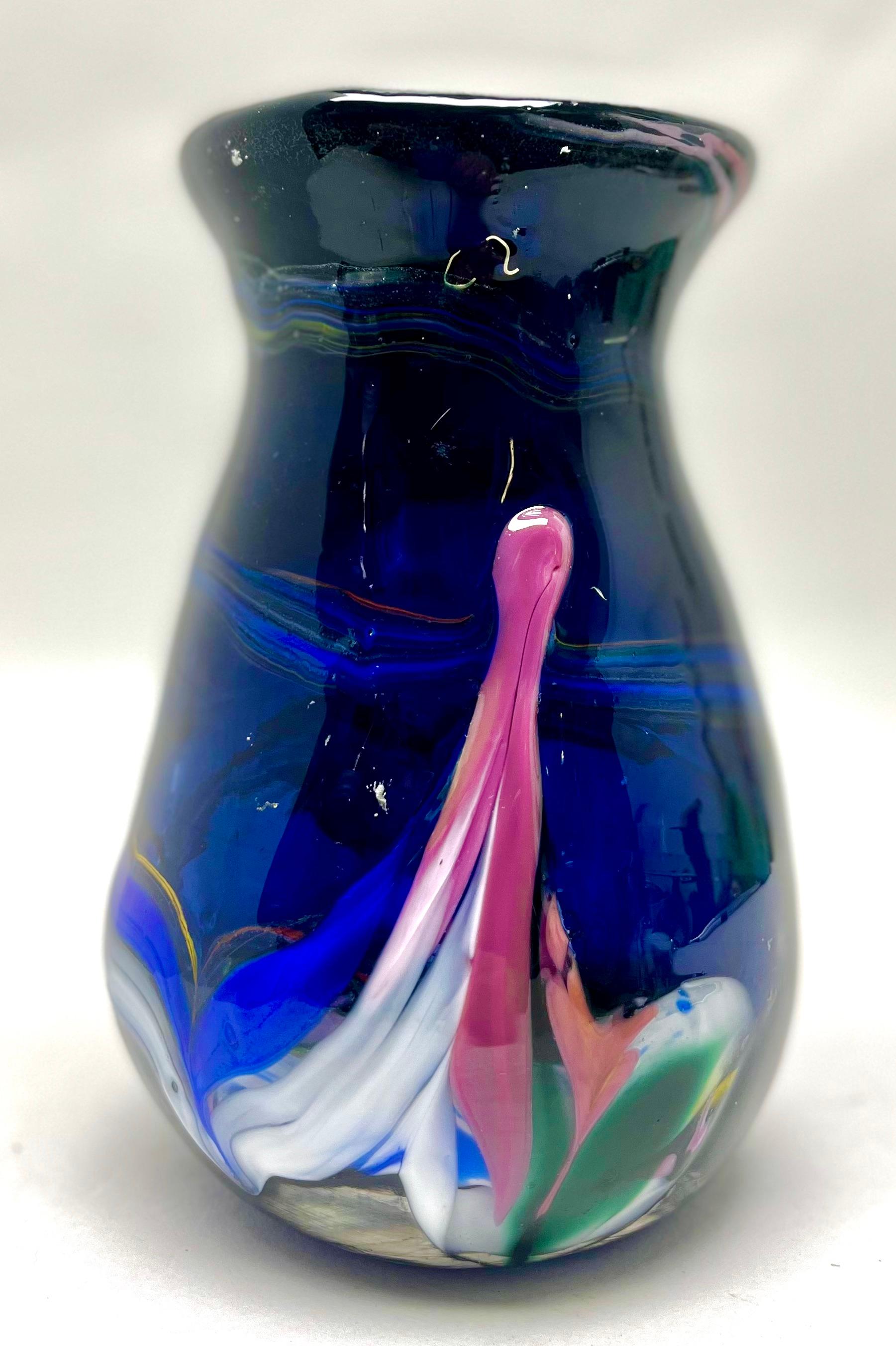 Vsl Studio Glass Signed Vase with Embedded Color the Piece Is Unique 6
