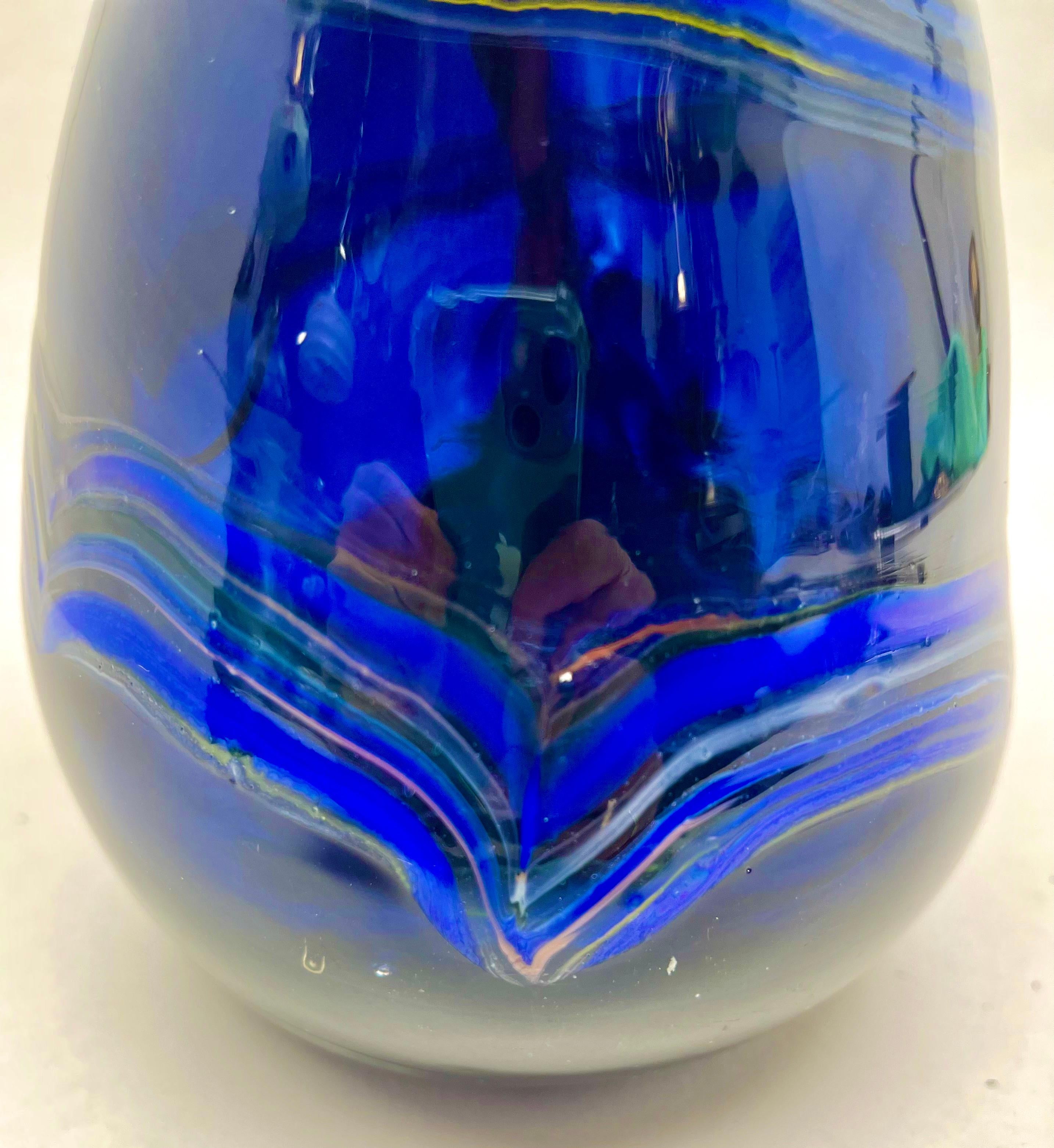Mid-Century Modern Vsl Studio Glass Signed Vase with Embedded Color the Piece Is Unique