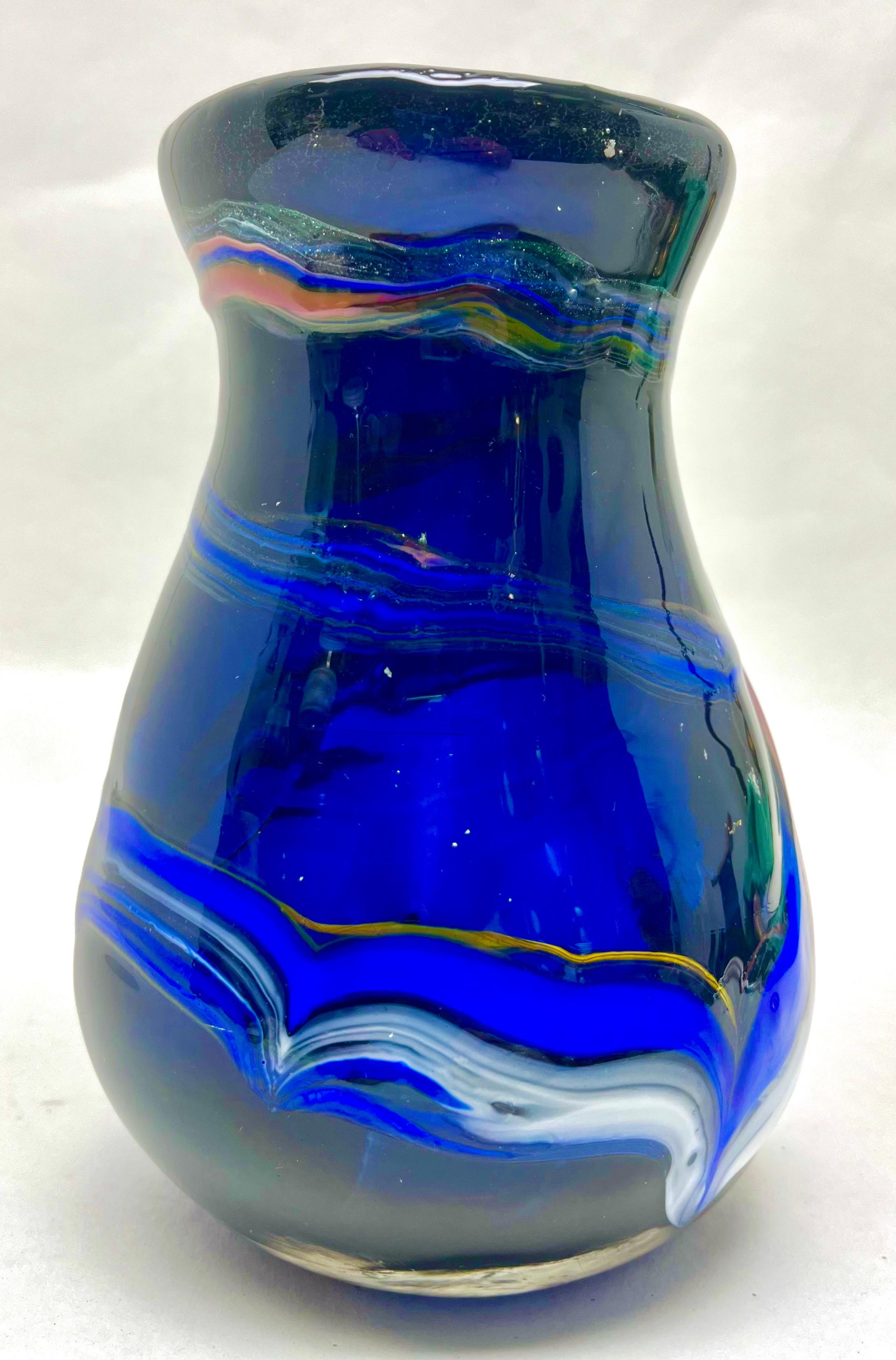 Belgian Vsl Studio Glass Signed Vase with Embedded Color the Piece Is Unique