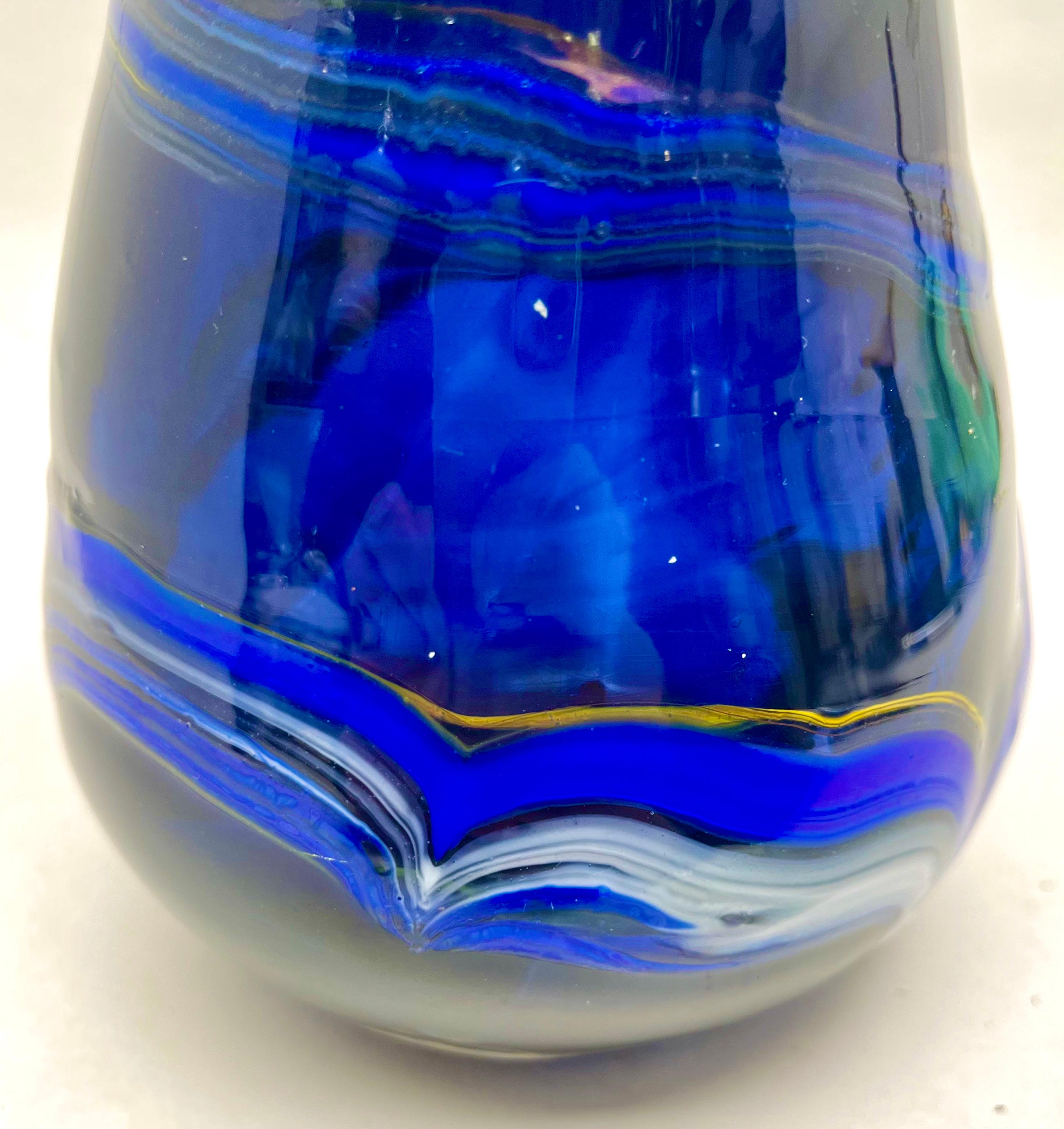 20th Century Vsl Studio Glass Signed Vase with Embedded Color the Piece Is Unique