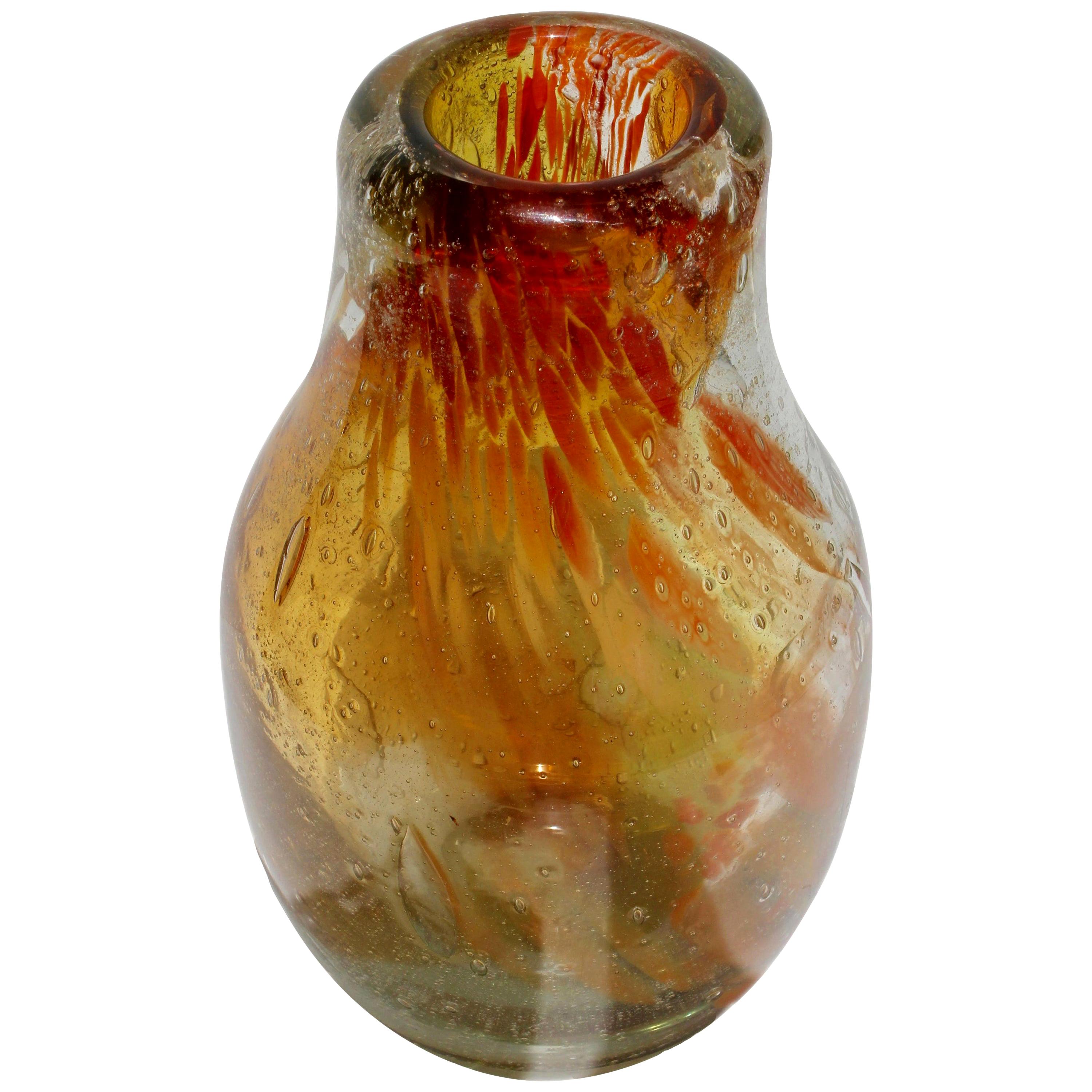 Mid-Century Modern Vsl Studio Glass Vase with Embedded Color Powders the Piece Is Unique For Sale
