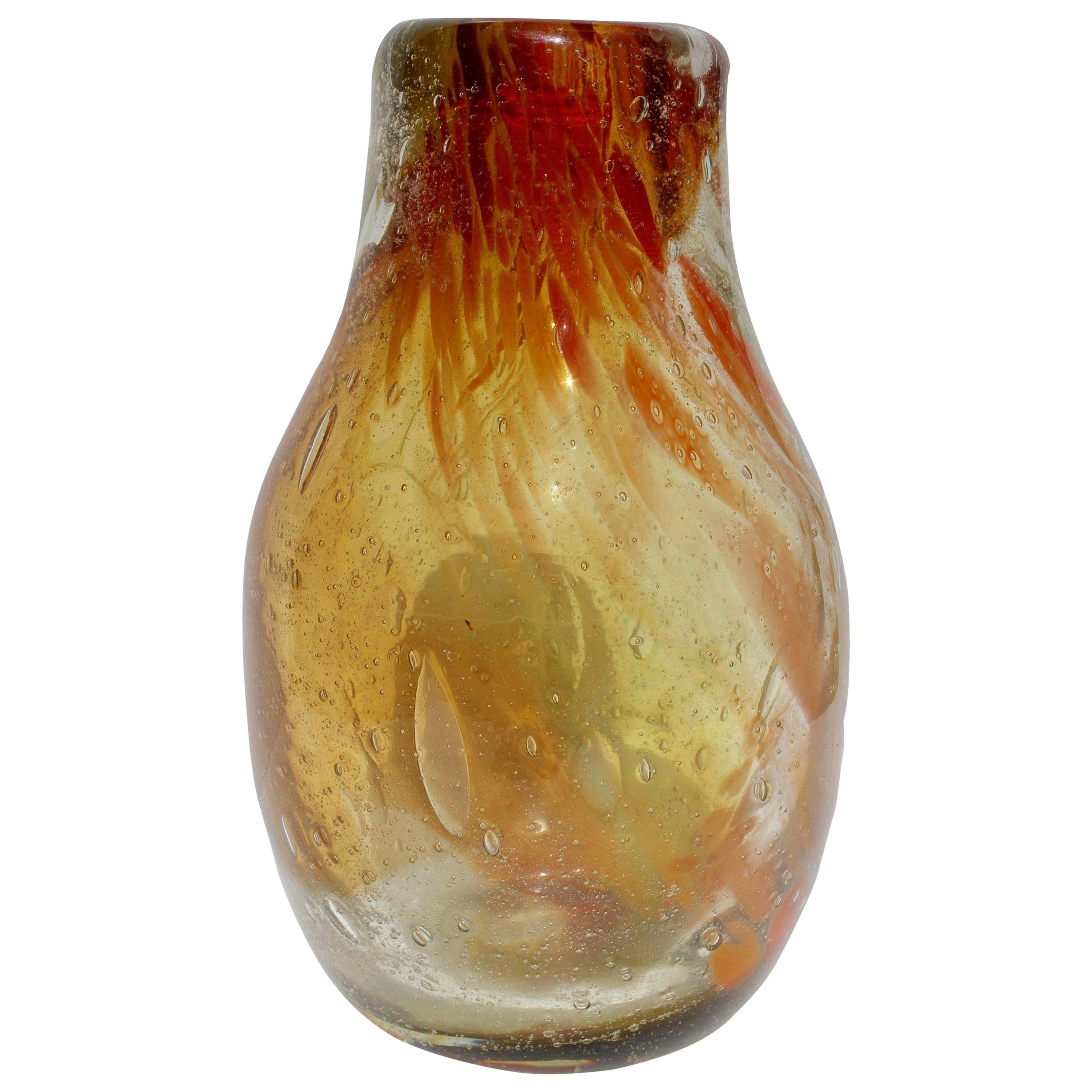 Vase en verre Vsl Studio avec poudres de couleur incrustées, la pièce est unique