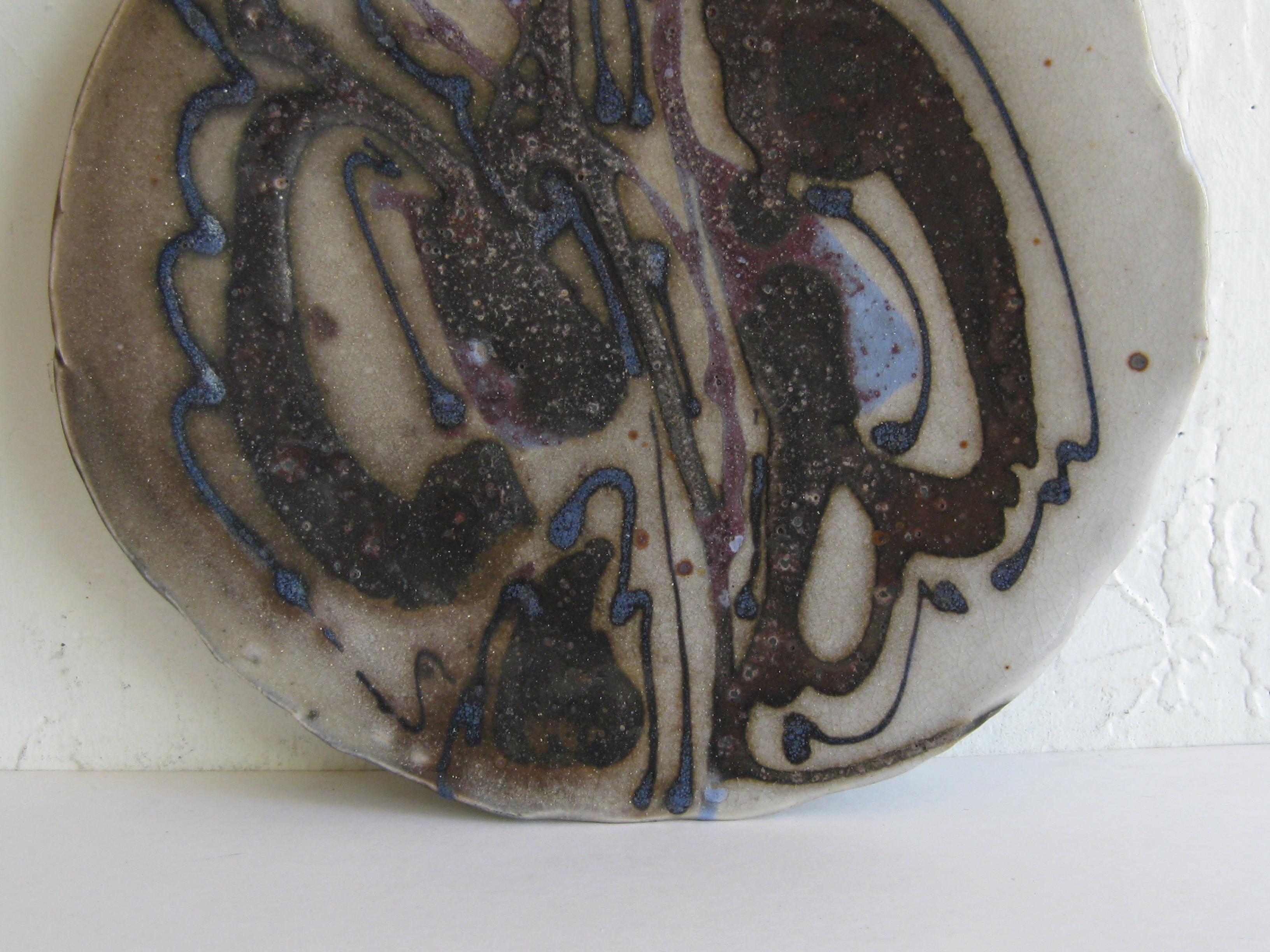 Vtg 1960's Janet Rothwoman California Studio Art Pottery Slab Plate Placa Norteamericano en venta